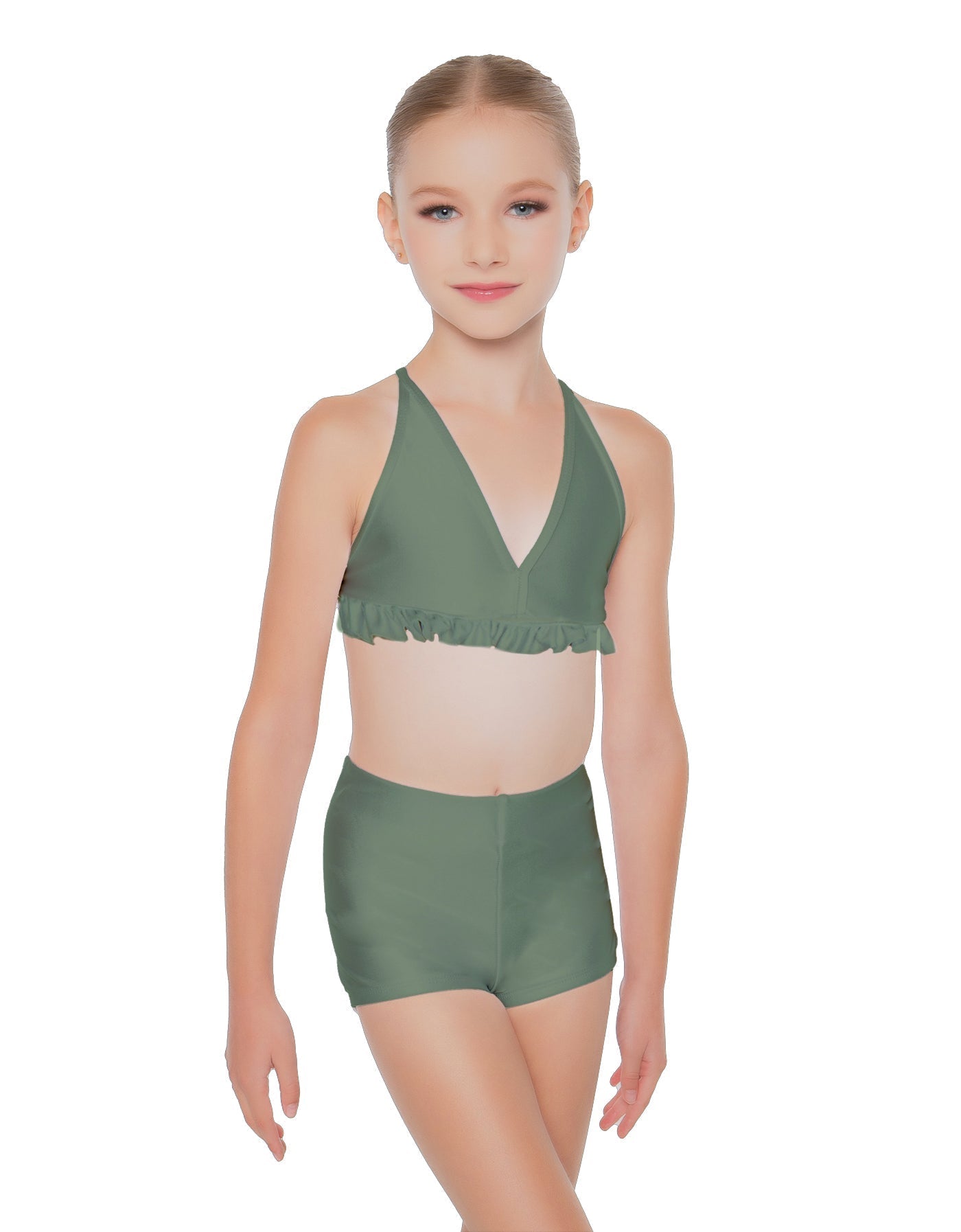 Solid Lycra V Bra with Ruffles