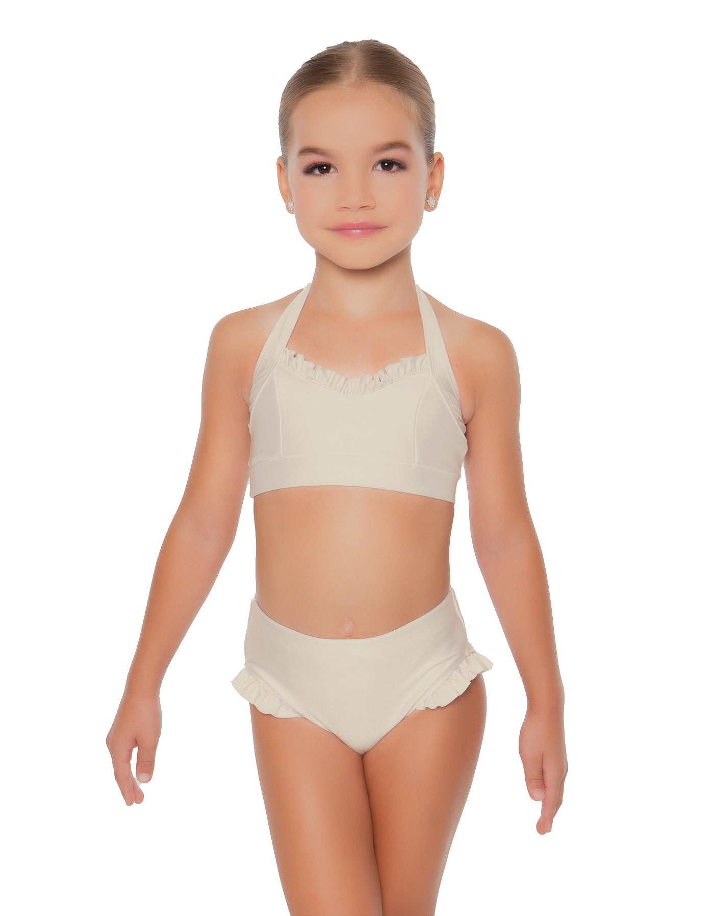 Solid Lycra Halter Sweetheart Bra with Ruffle