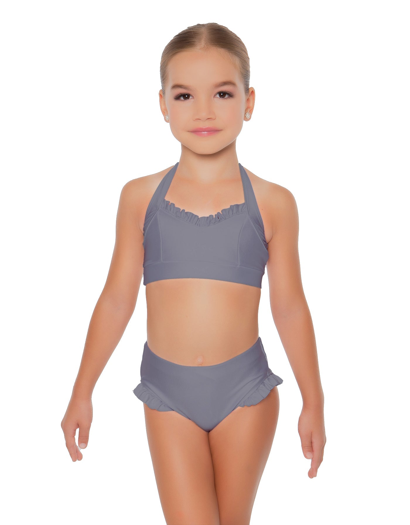 Solid Lycra Halter Sweetheart Bra with Ruffle
