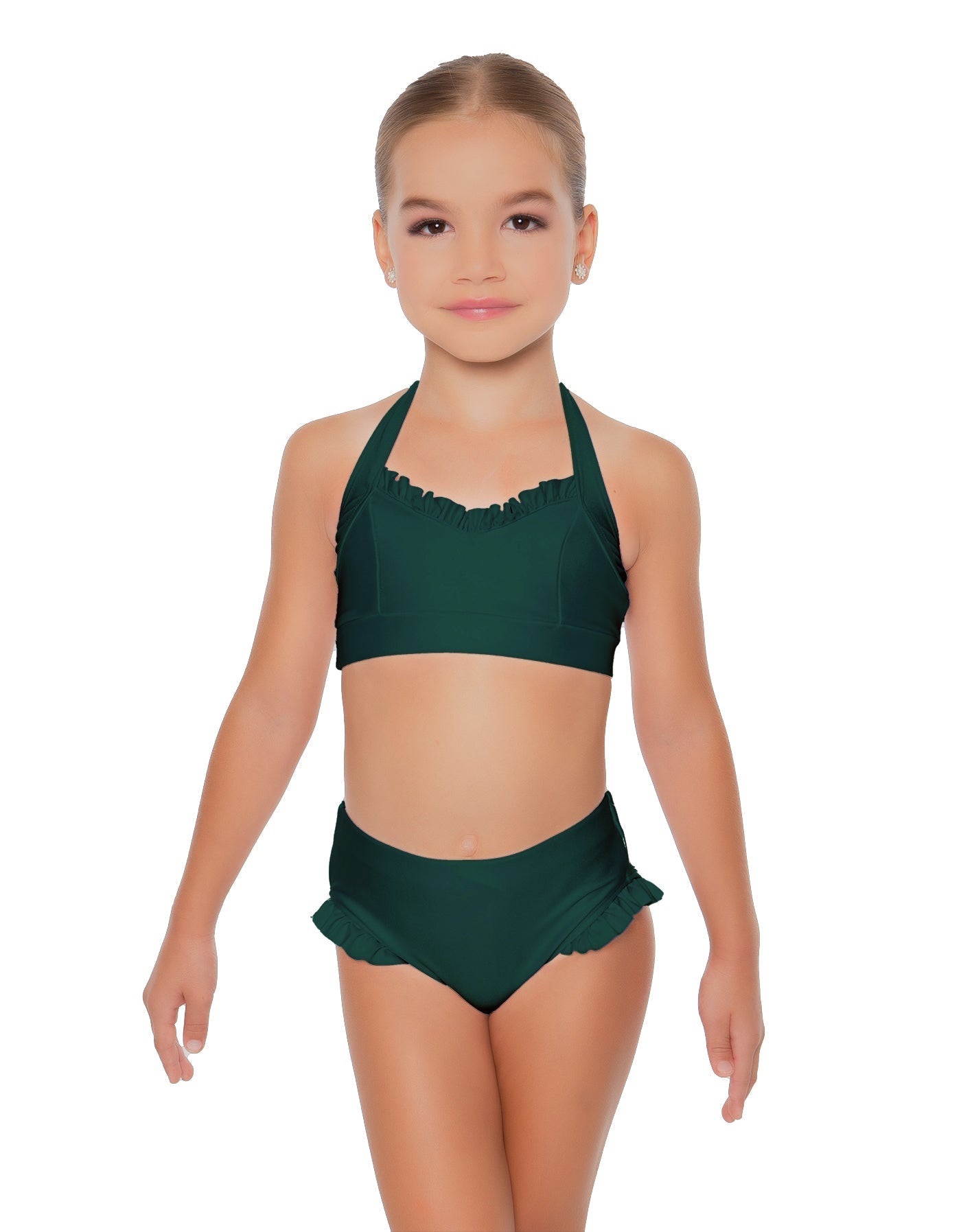 Solid Lycra Halter Sweetheart Bra with Ruffle