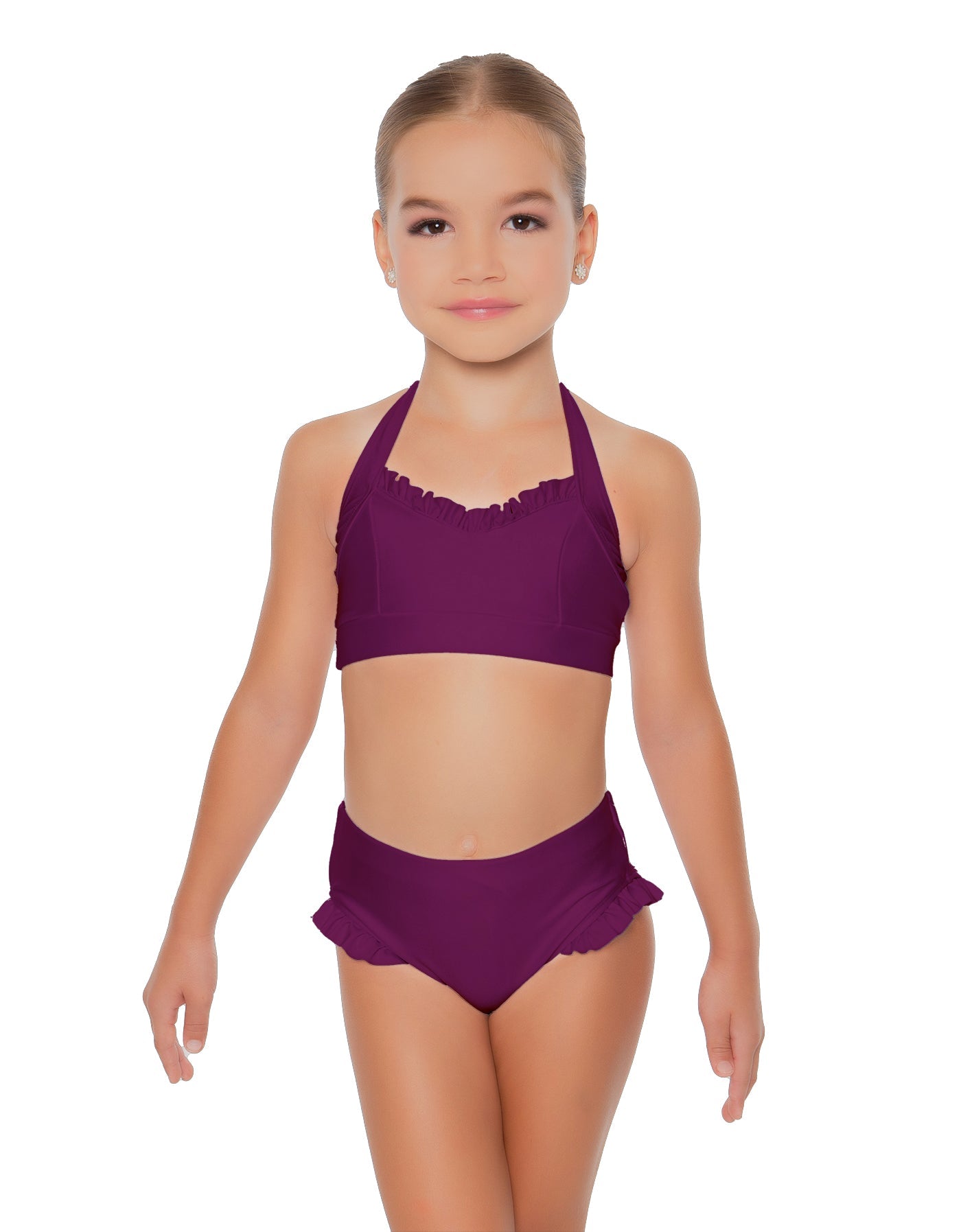 Solid Lycra Halter Sweetheart Bra with Ruffle