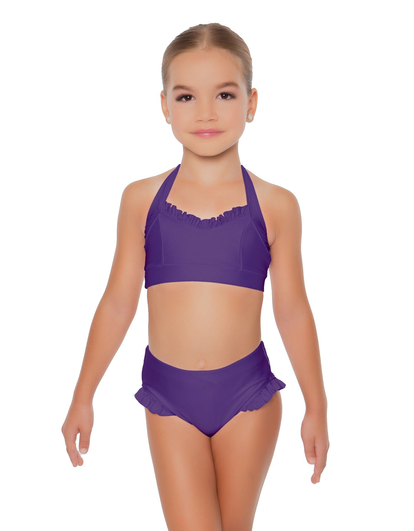 Solid Lycra Halter Sweetheart Bra with Ruffle