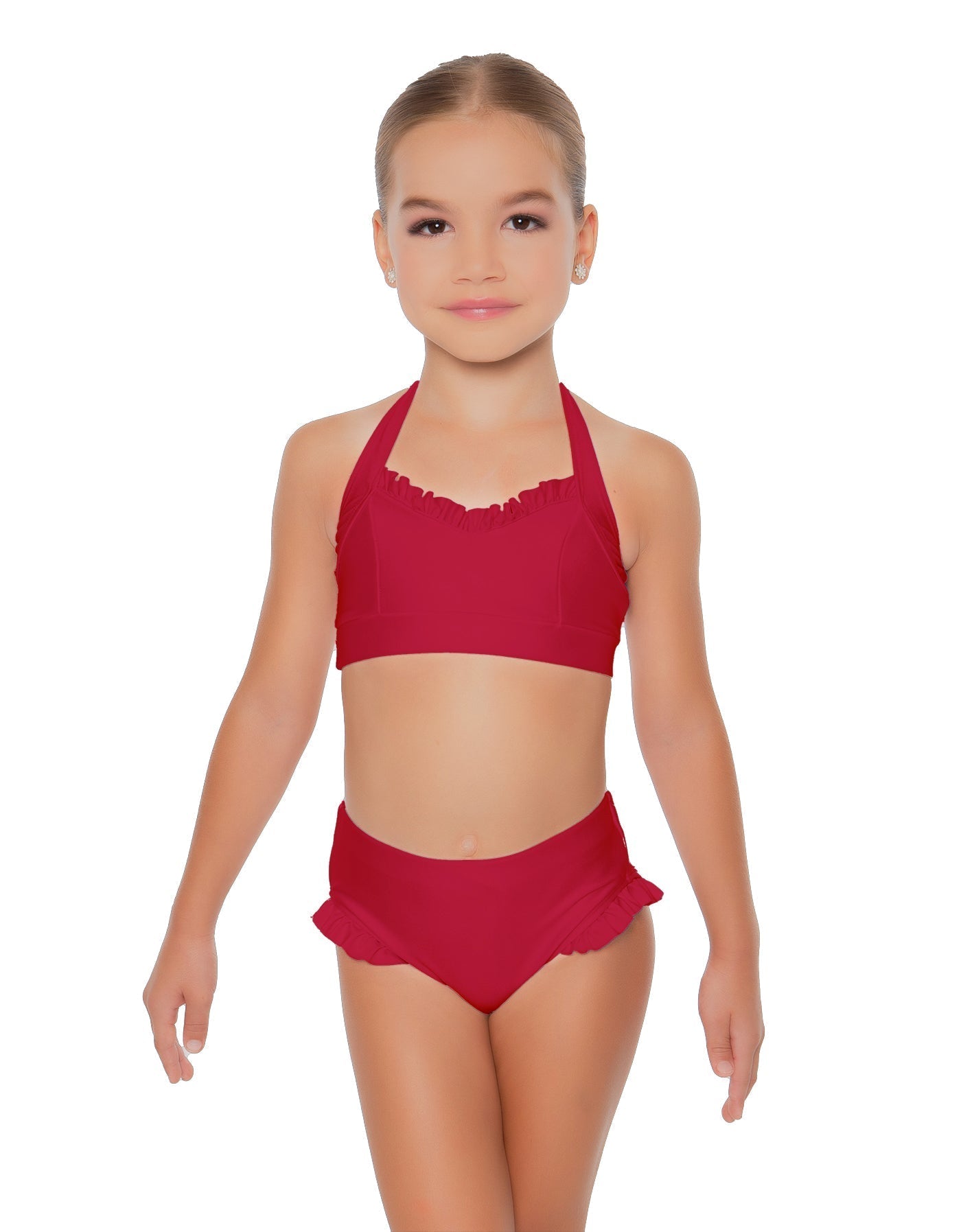 Solid Lycra Halter Sweetheart Bra with Ruffle