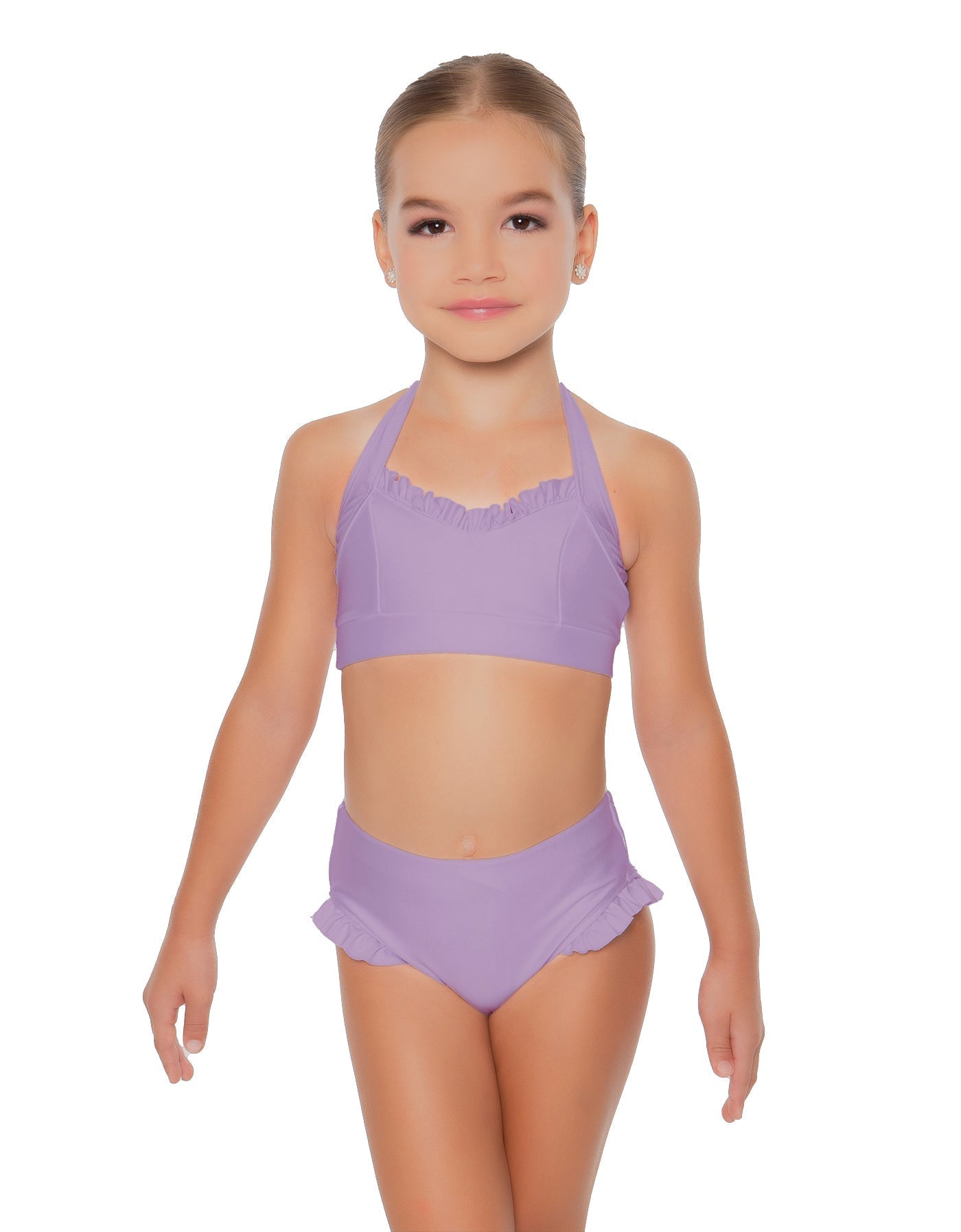 Solid Lycra Halter Sweetheart Bra with Ruffle