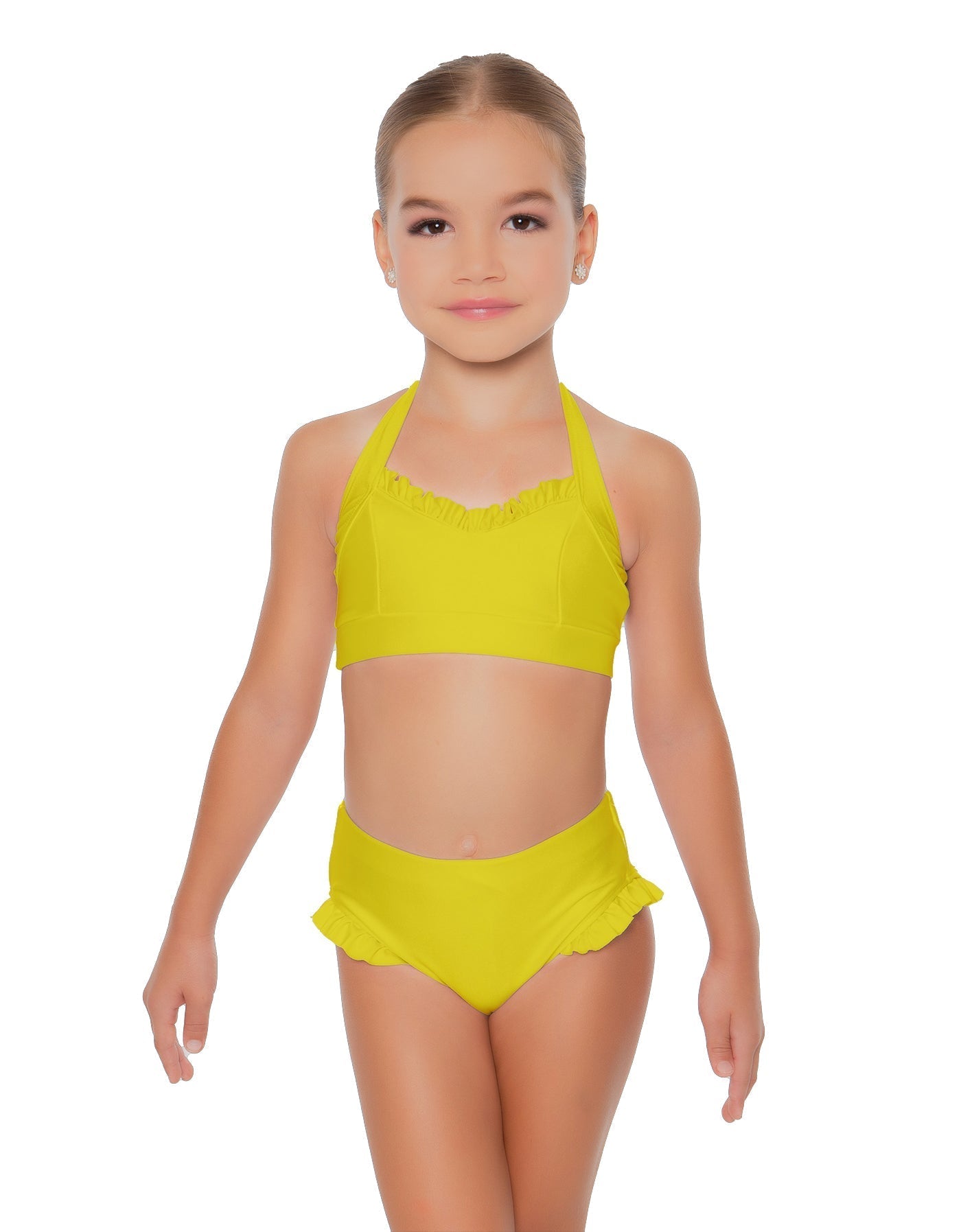 Solid Lycra Halter Sweetheart Bra with Ruffle