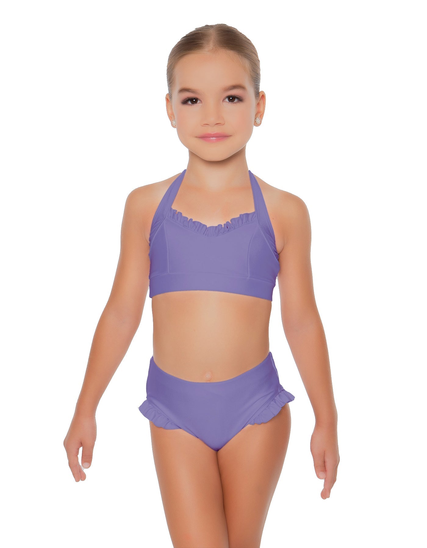 Solid Lycra Halter Sweetheart Bra with Ruffle