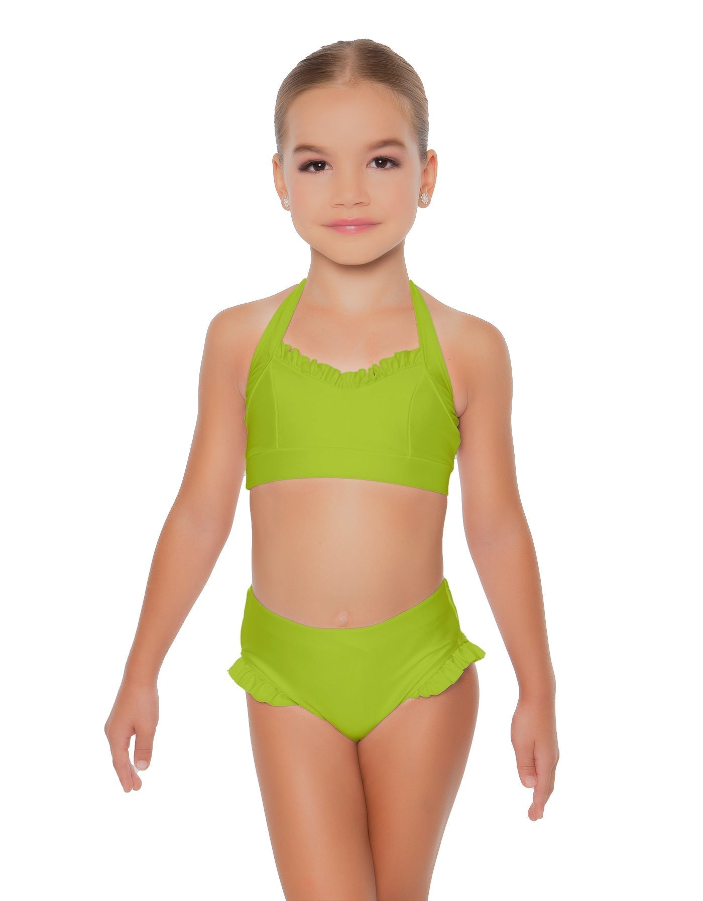Solid Lycra Halter Sweetheart Bra with Ruffle
