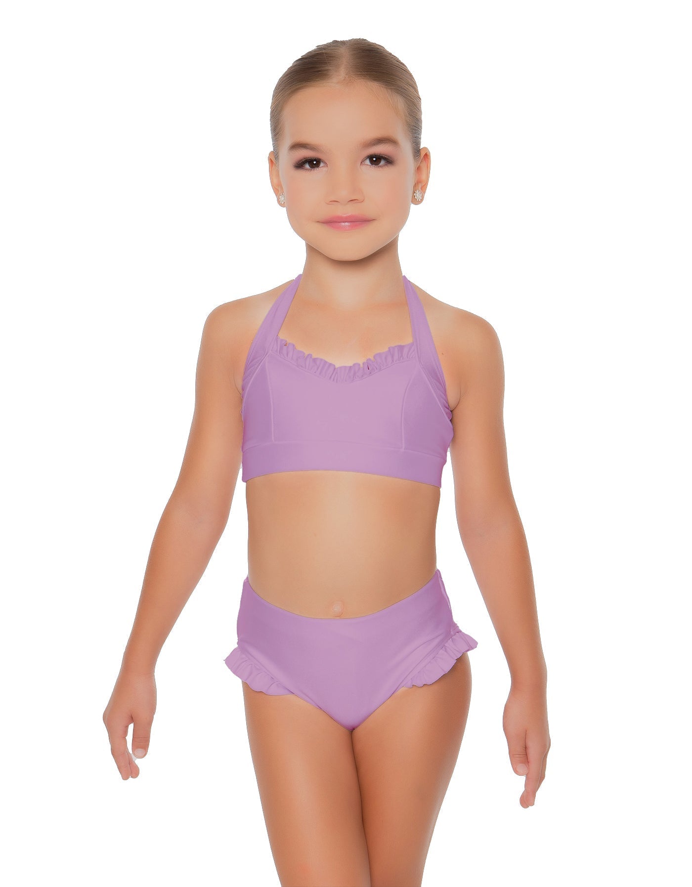 Solid Lycra Halter Sweetheart Bra with Ruffle