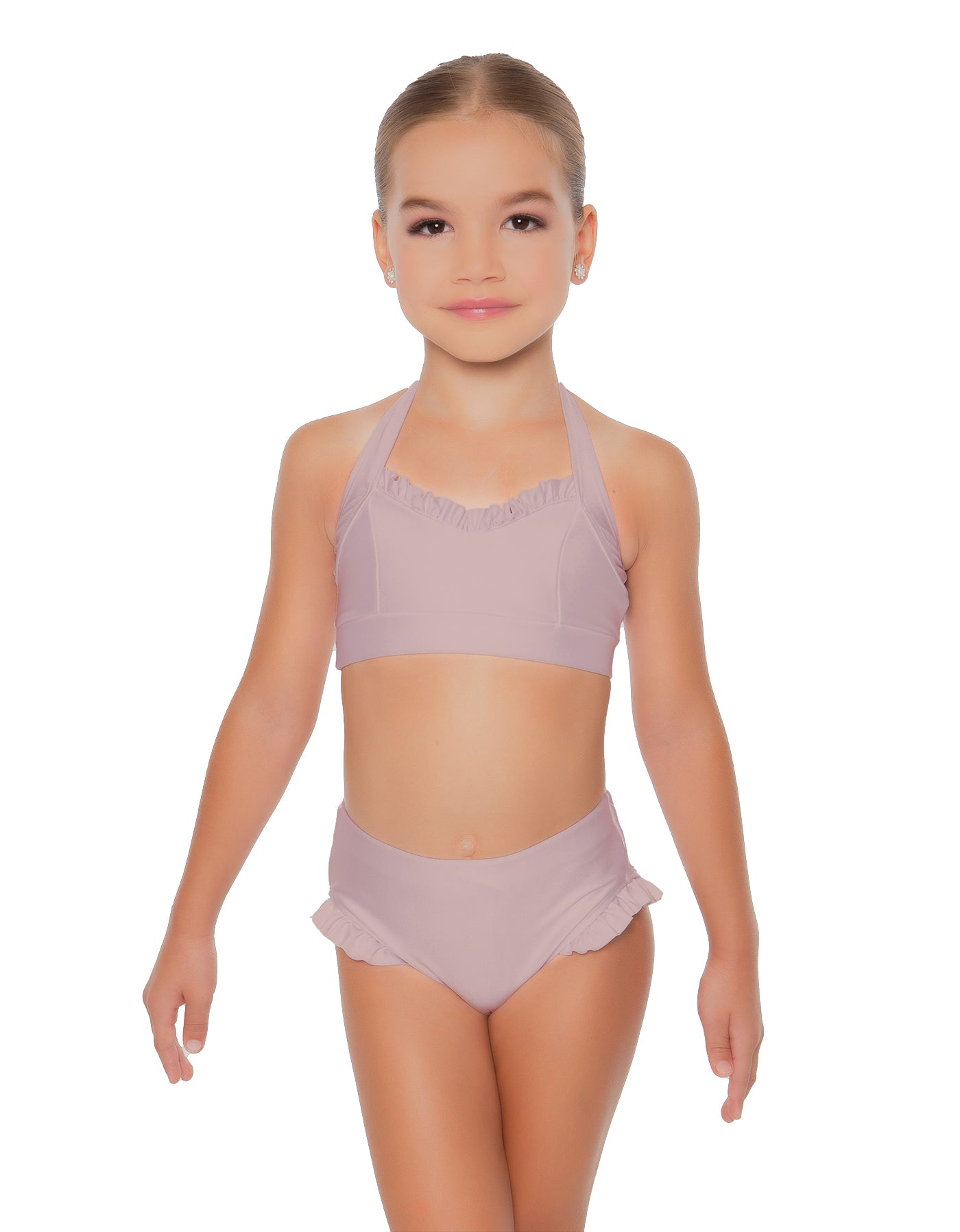 Solid Lycra Halter Sweetheart Bra with Ruffle
