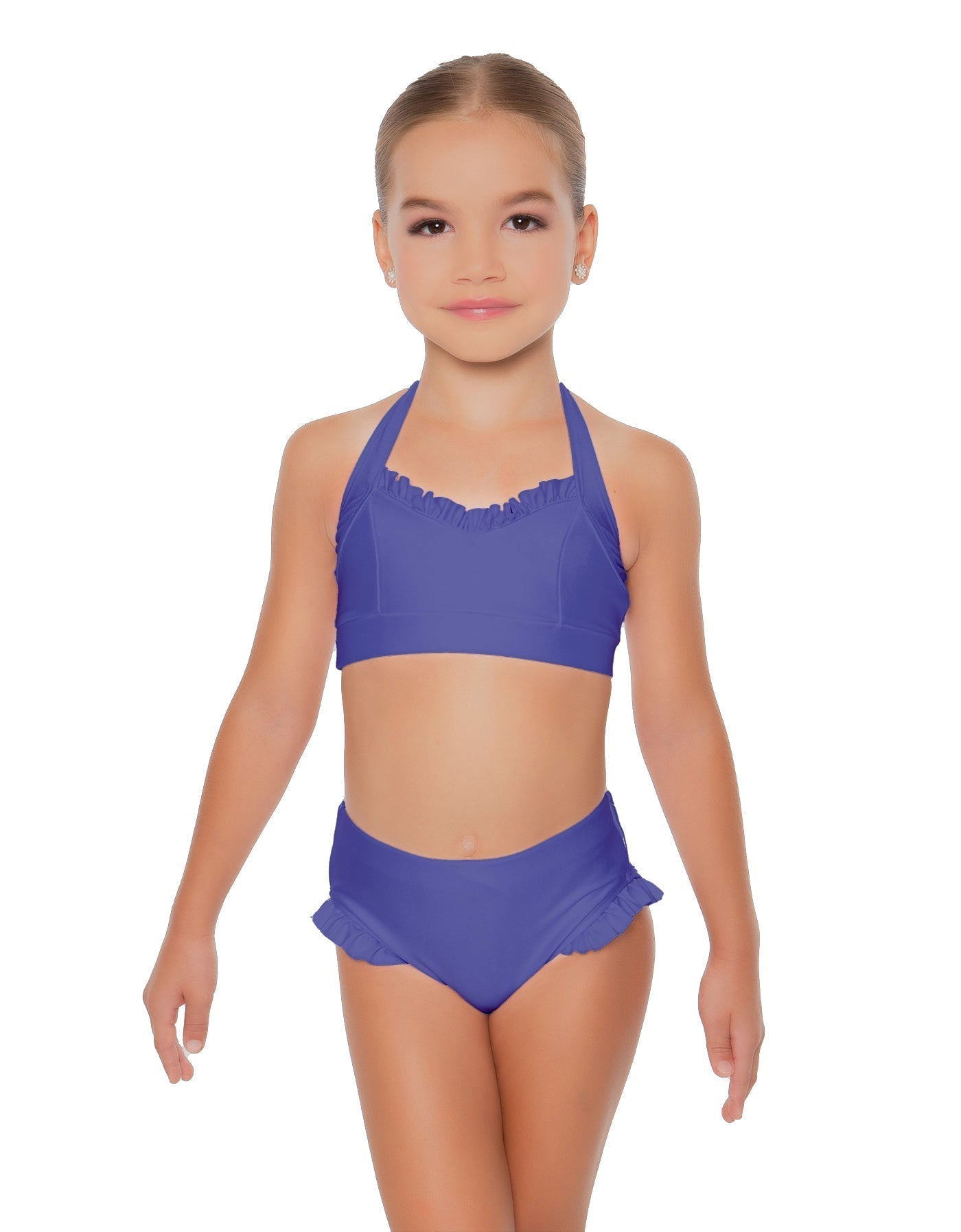 Solid Lycra Halter Sweetheart Bra with Ruffle