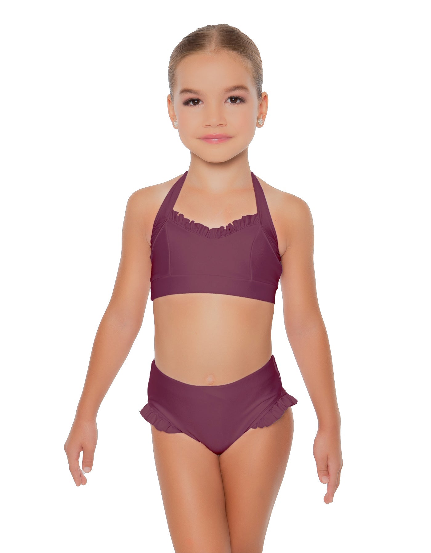 Solid Lycra Halter Sweetheart Bra with Ruffle