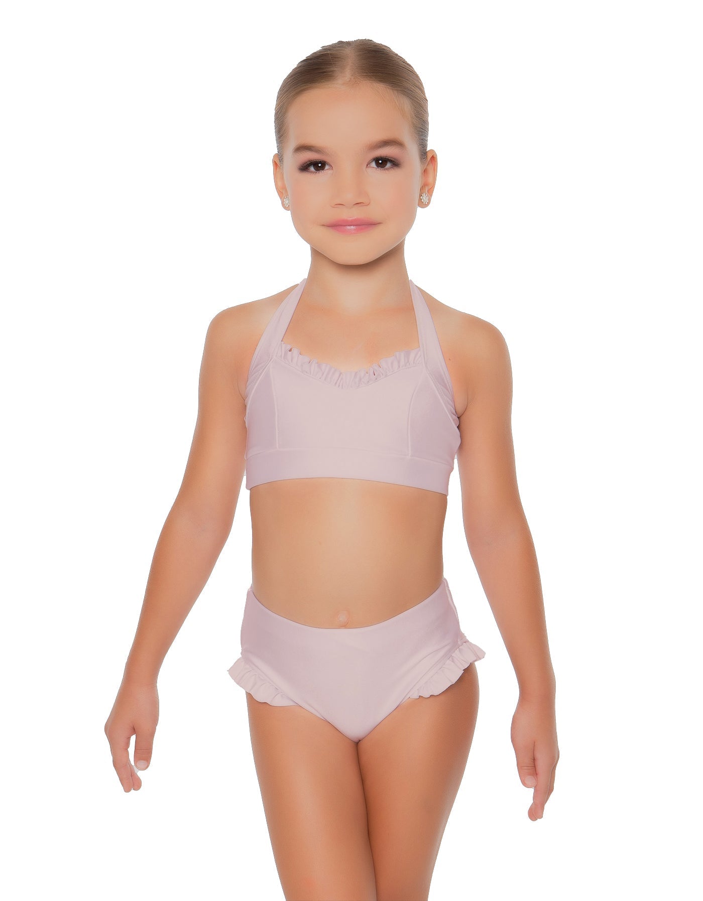Solid Lycra Halter Sweetheart Bra with Ruffle
