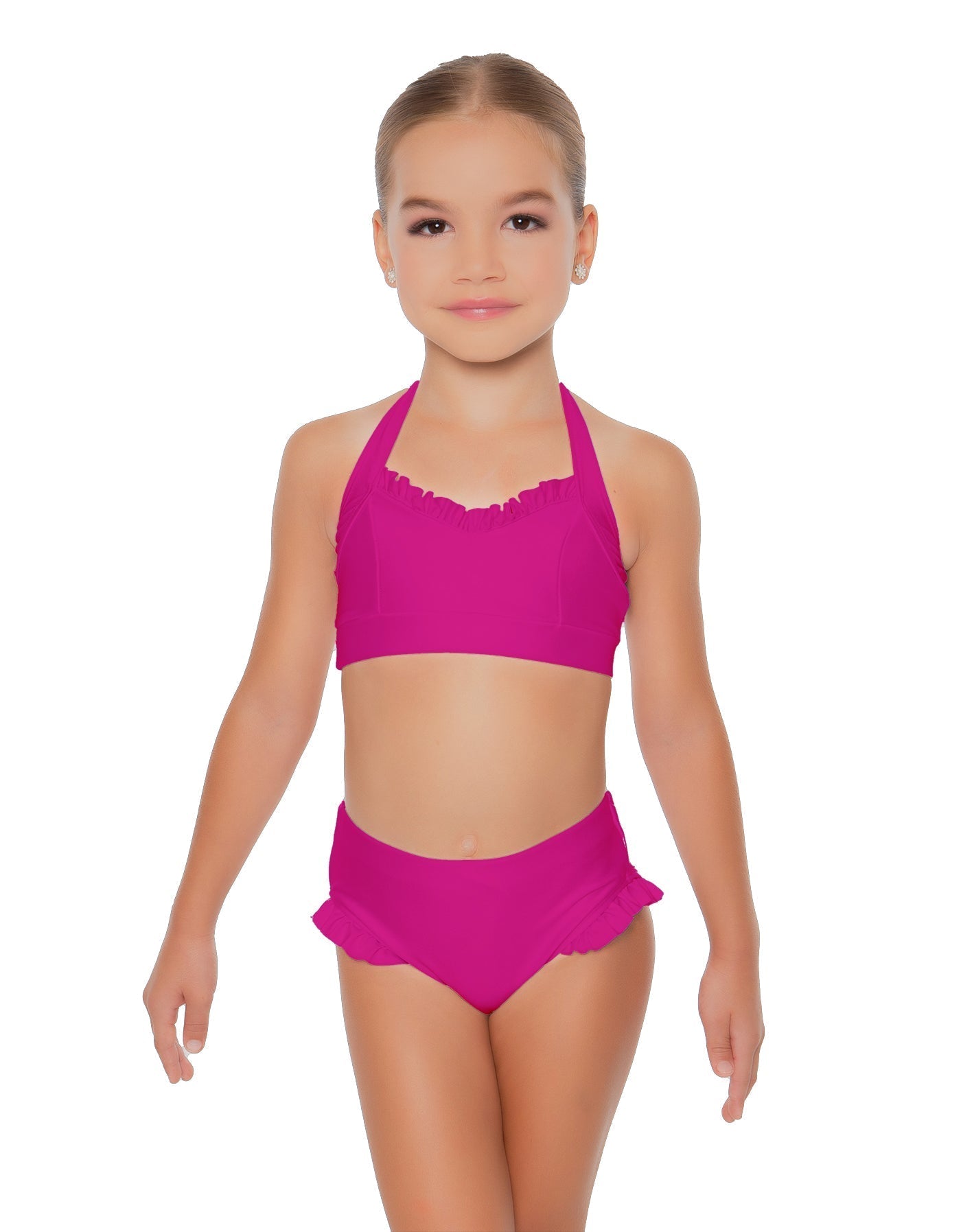 Solid Lycra Halter Sweetheart Bra with Ruffle