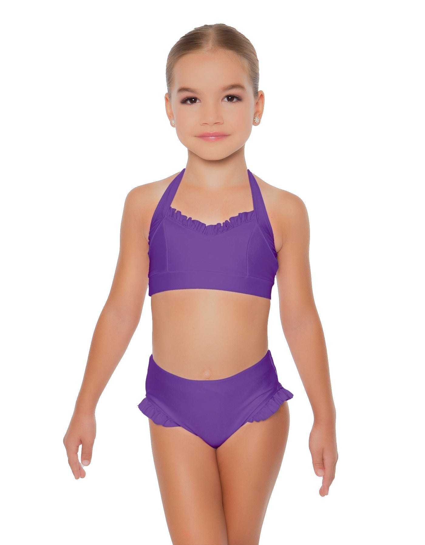 Solid Lycra Halter Sweetheart Bra with Ruffle