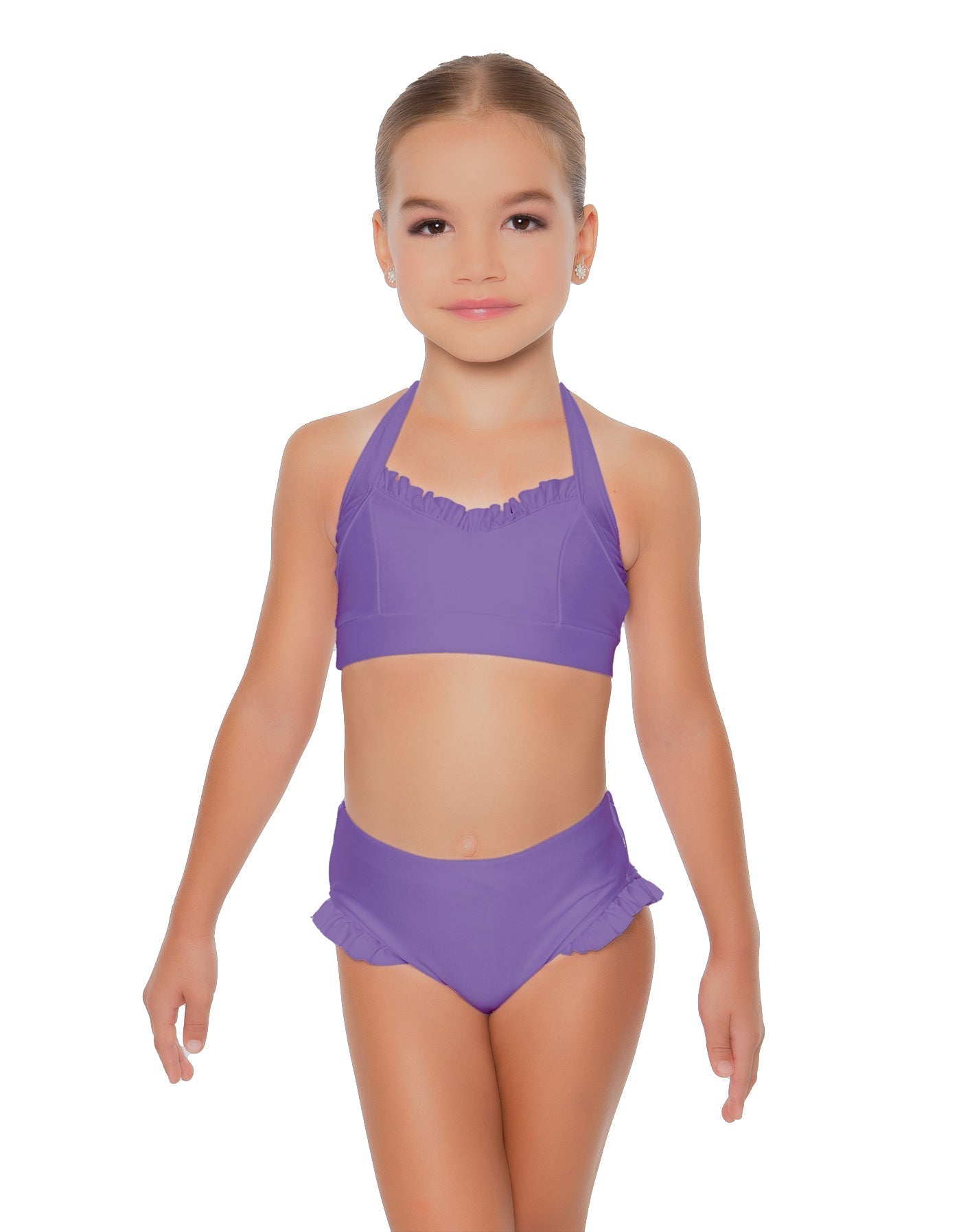 Solid Lycra Halter Sweetheart Bra with Ruffle