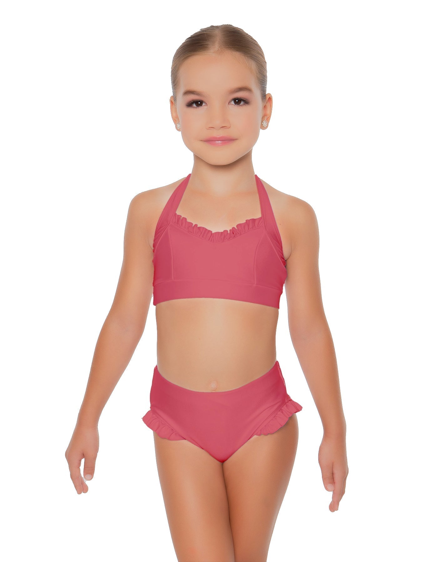 Solid Lycra Halter Sweetheart Bra with Ruffle