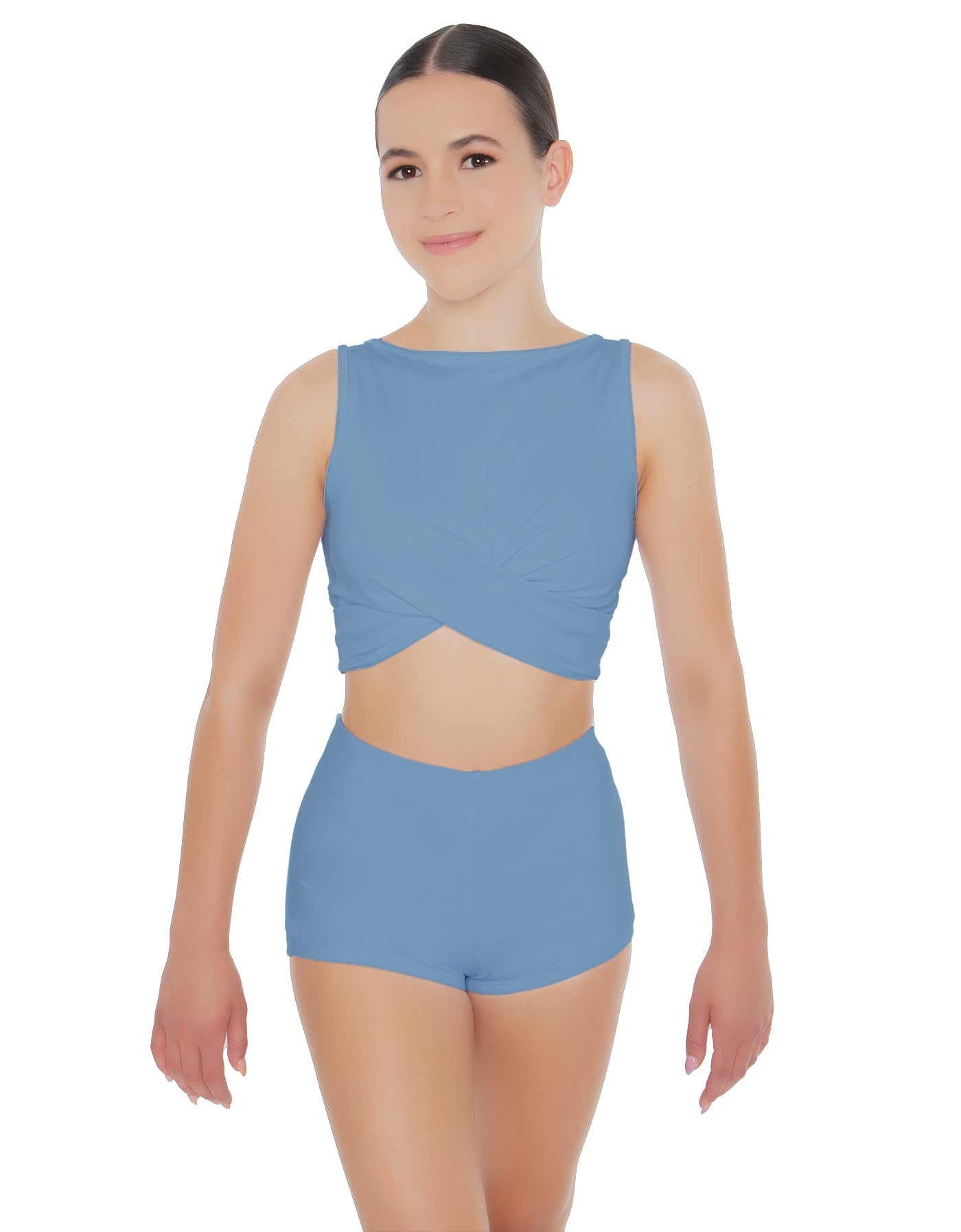 Solid Lycra Twisted Crop Top