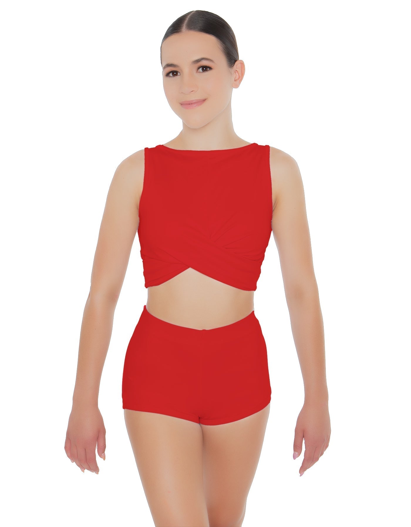 Solid Lycra Twisted Crop Top