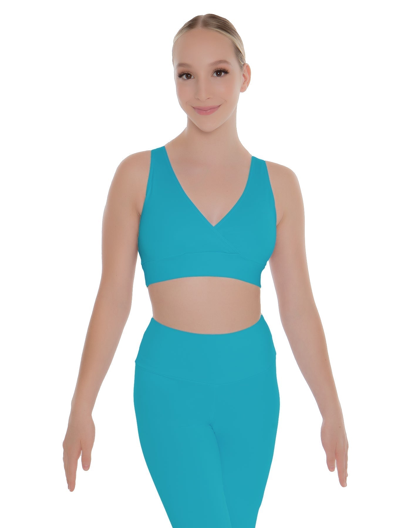 Solid Lycra Crossover Sleeveless Crop Top