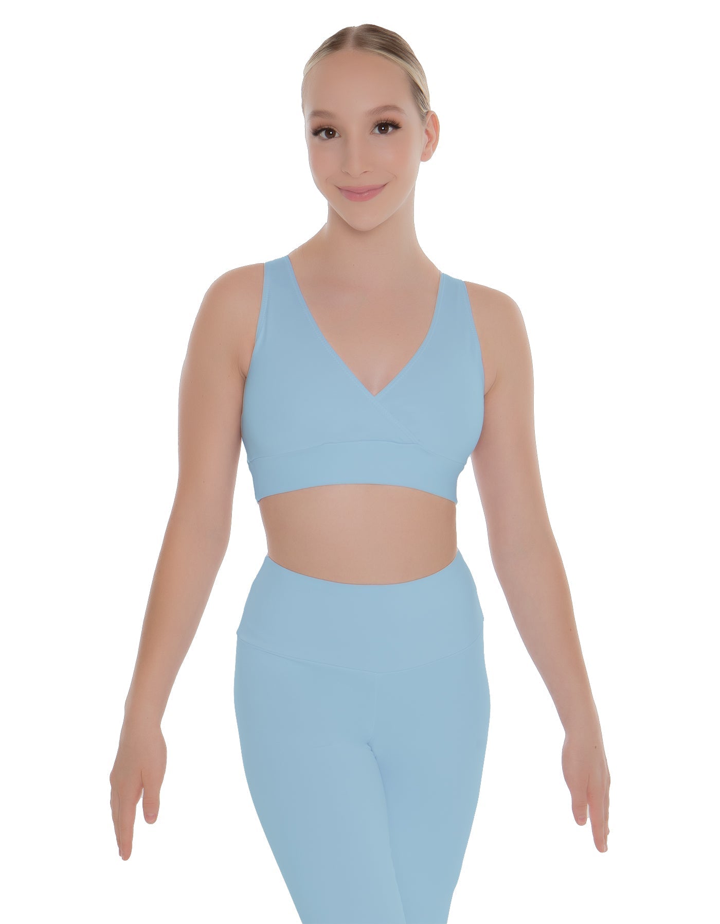 Solid Lycra Crossover Sleeveless Crop Top