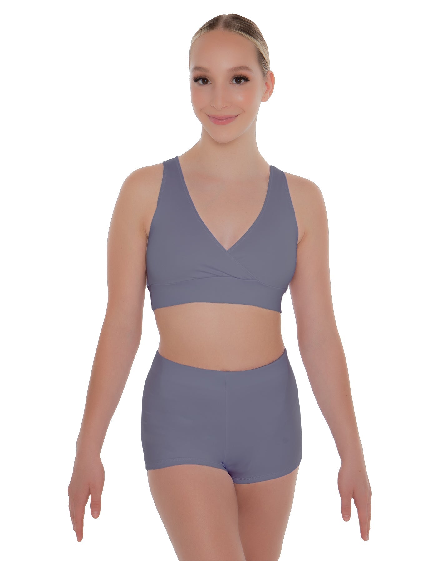 Solid Lycra Crossover Front Back Sleeveless Crop Top