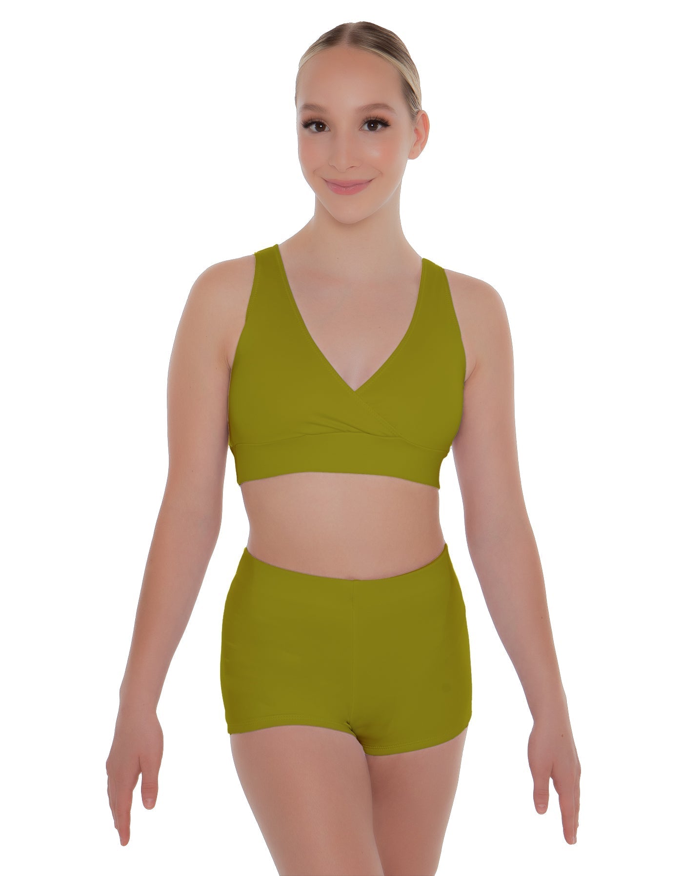 Solid Lycra Crossover Front Back Sleeveless Crop Top