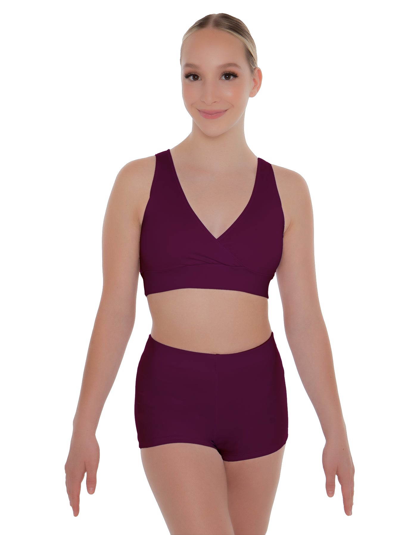Solid Lycra Crossover Front Back Sleeveless Crop Top