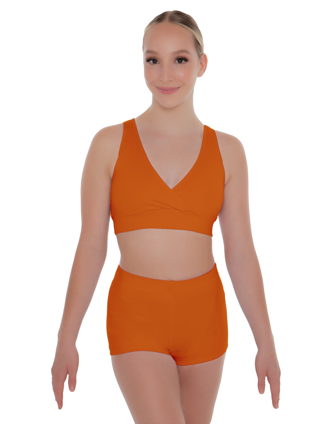 Solid Lycra Crossover Front Back Sleeveless Crop Top