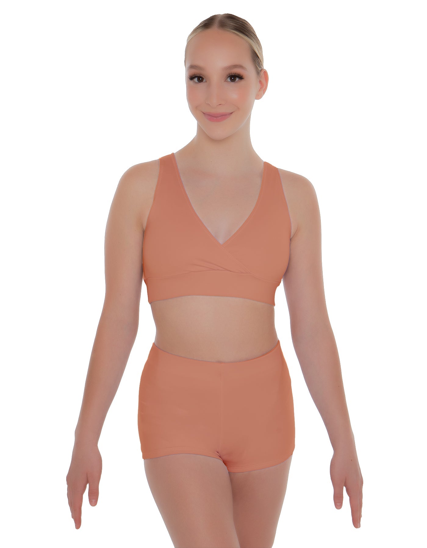 Solid Lycra Crossover Front Back Sleeveless Crop Top