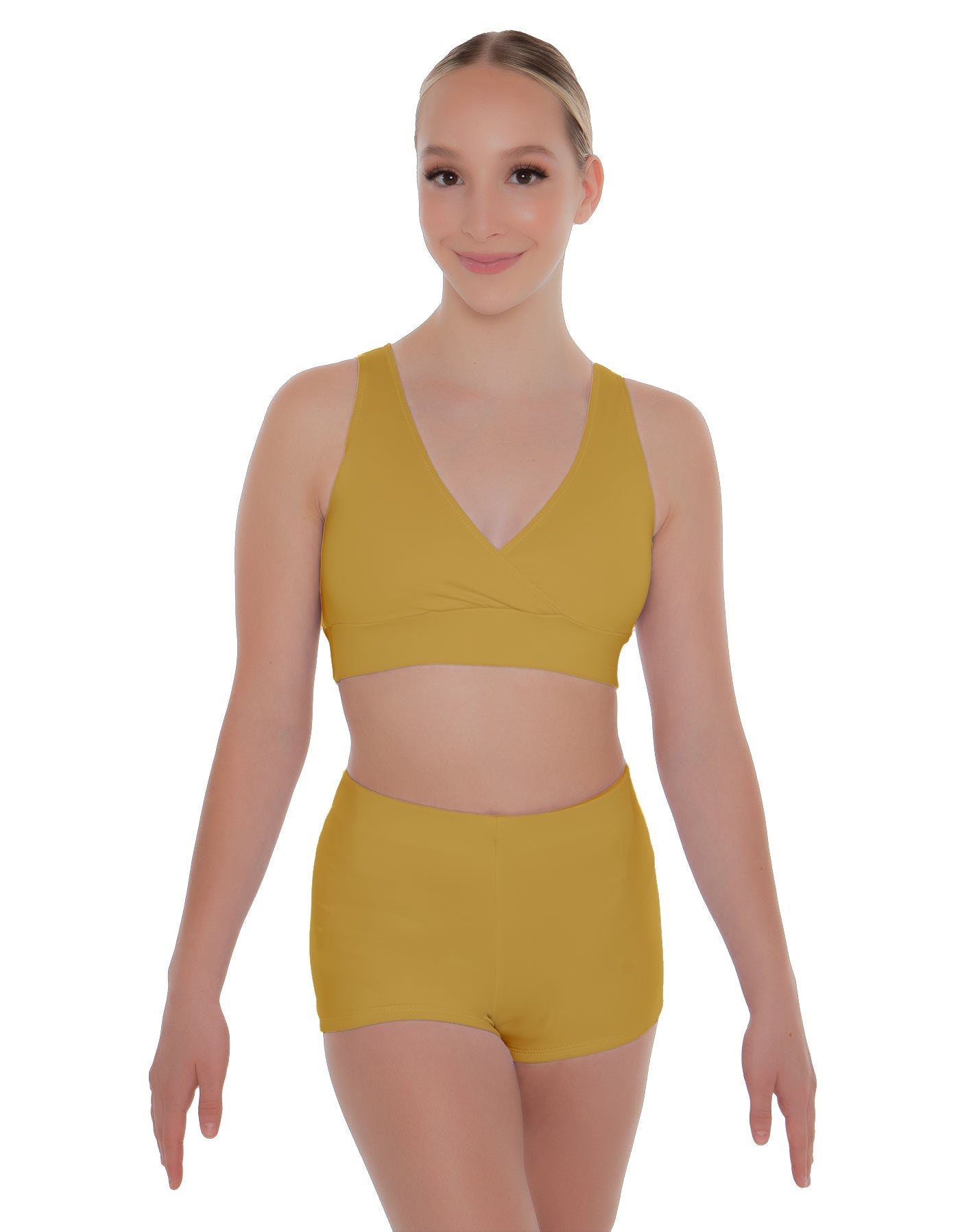 Solid Lycra Crossover Front Back Sleeveless Crop Top