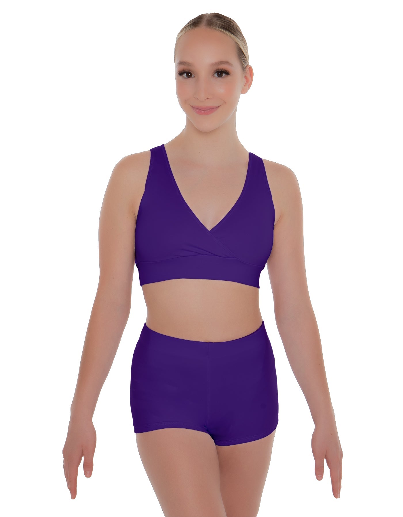 Solid Lycra Crossover Front Back Sleeveless Crop Top