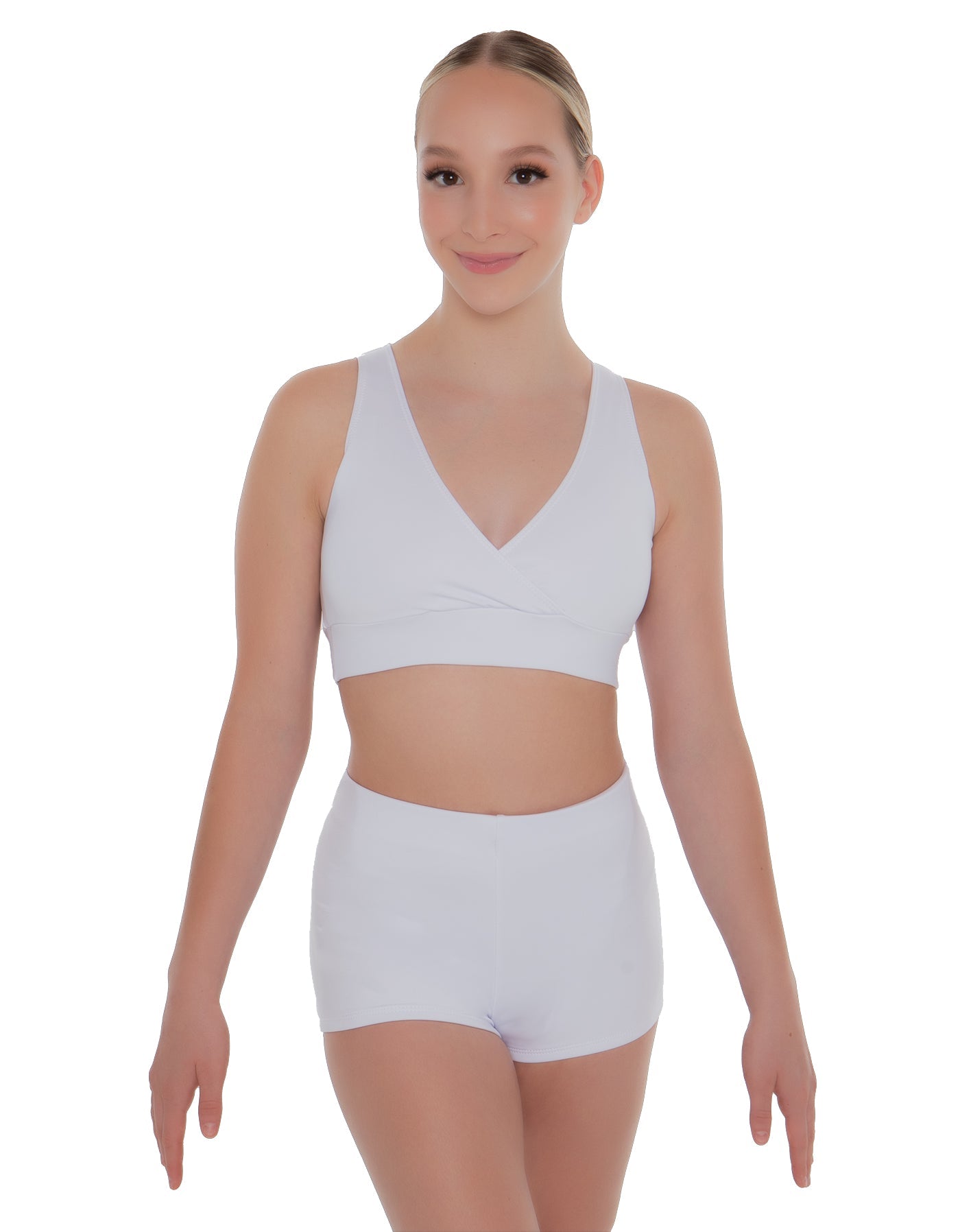 Solid Lycra Crossover Front Back Sleeveless Crop Top