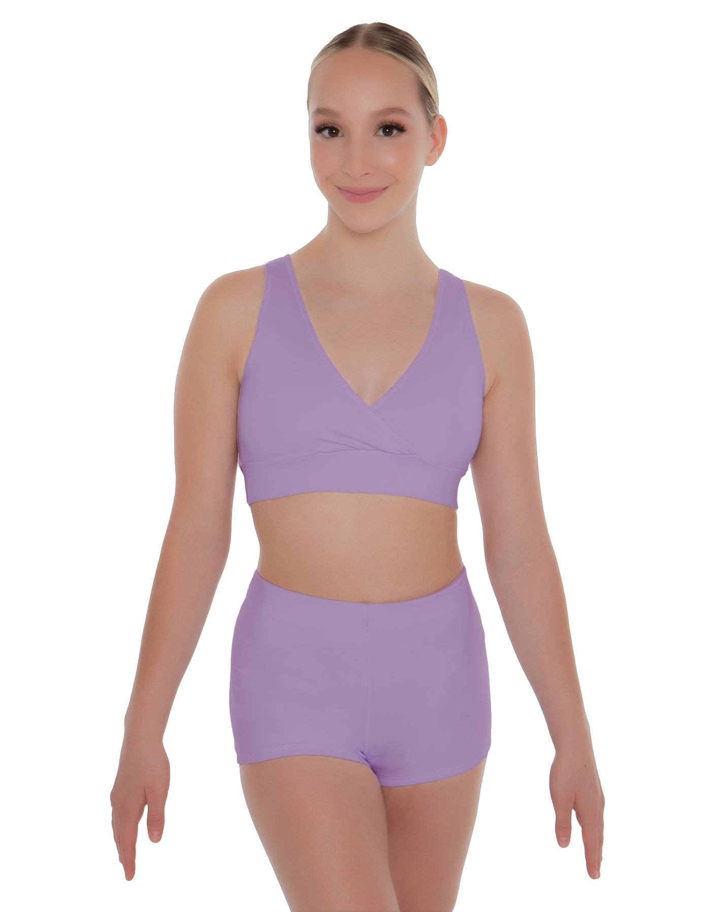Solid Lycra Crossover Front Back Sleeveless Crop Top