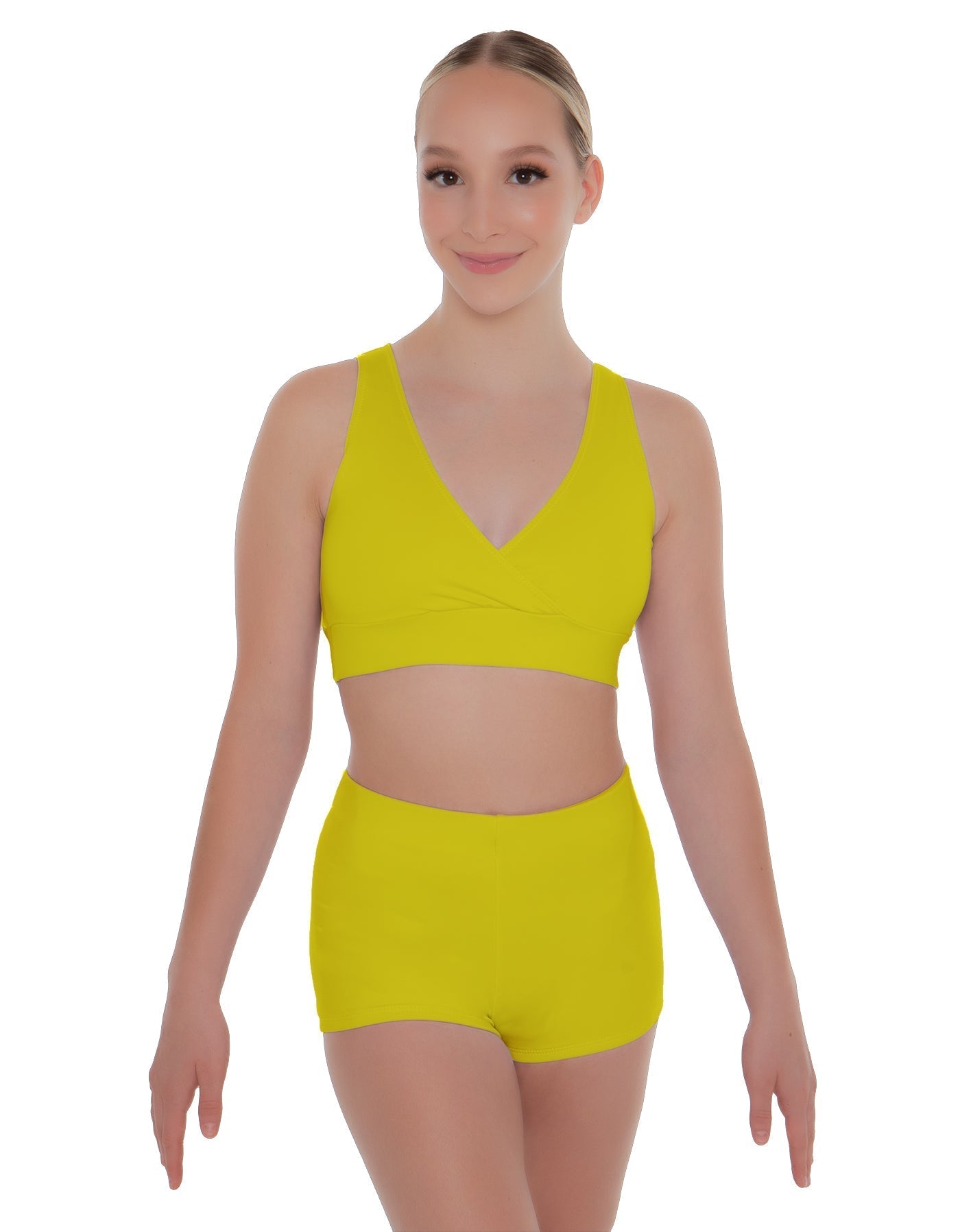 Solid Lycra Crossover Front Back Sleeveless Crop Top