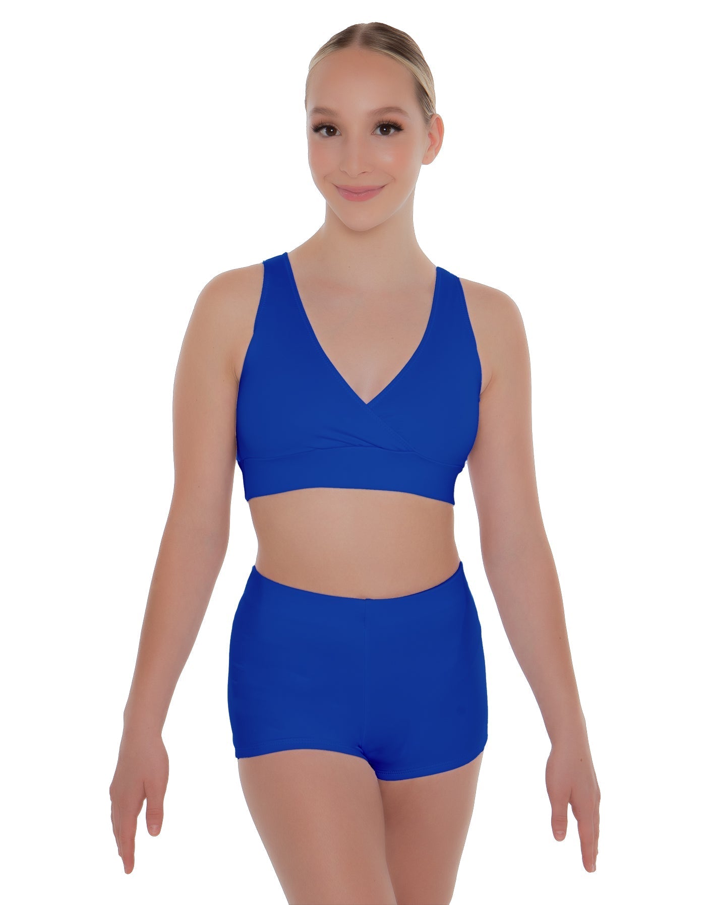 Solid Lycra Crossover Front Back Sleeveless Crop Top