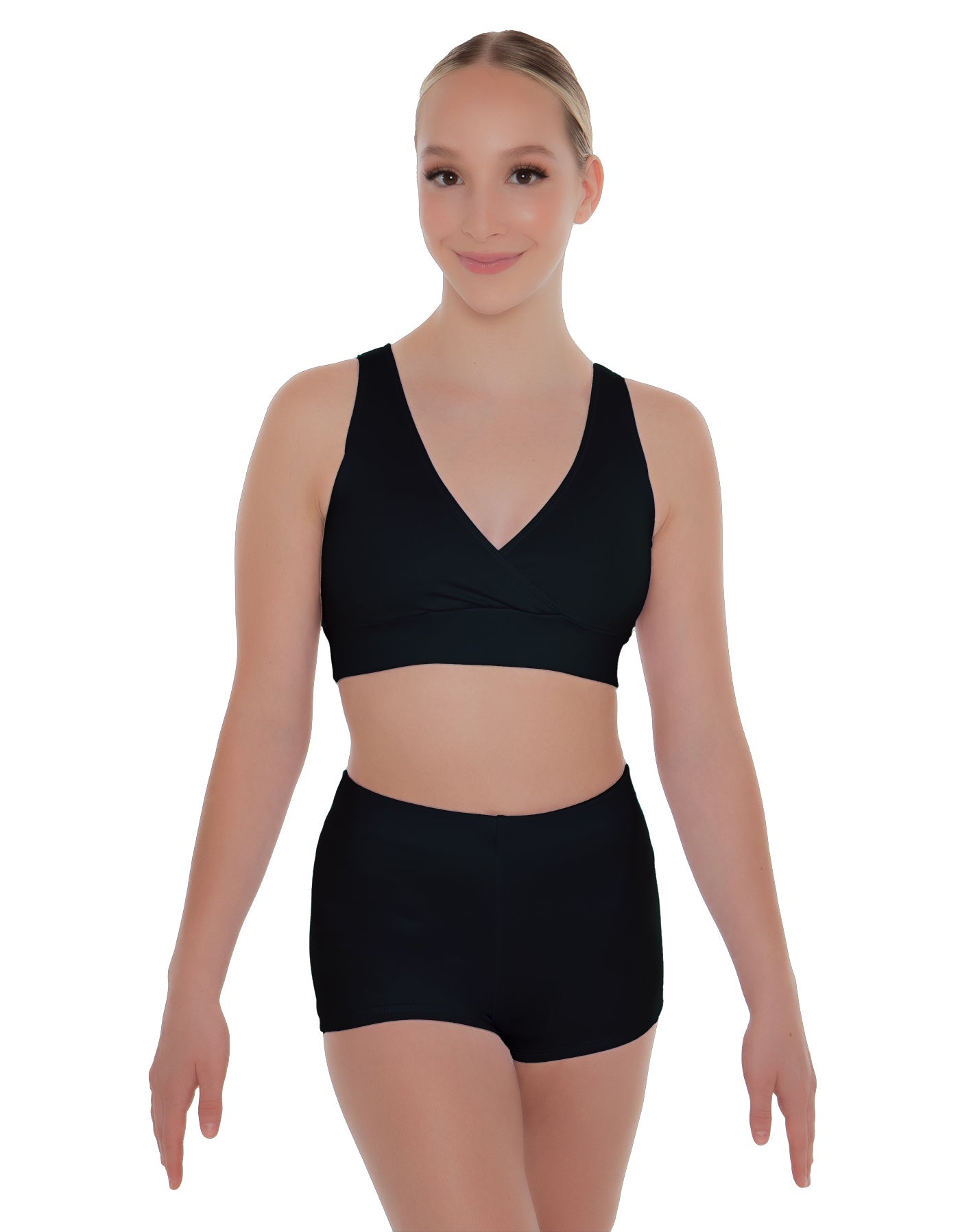 Solid Lycra Crossover Front Back Sleeveless Crop Top