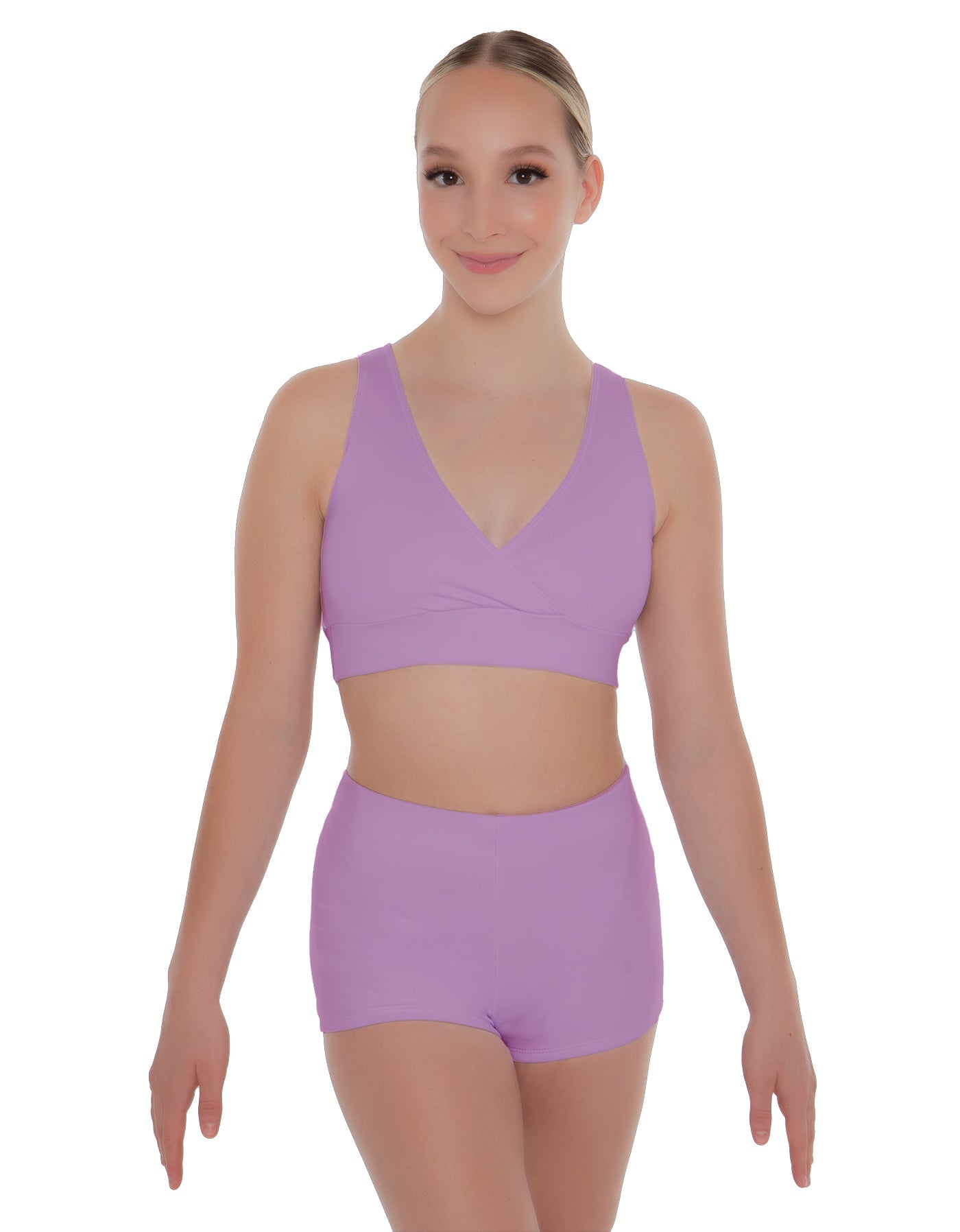 Solid Lycra Crossover Front Back Sleeveless Crop Top