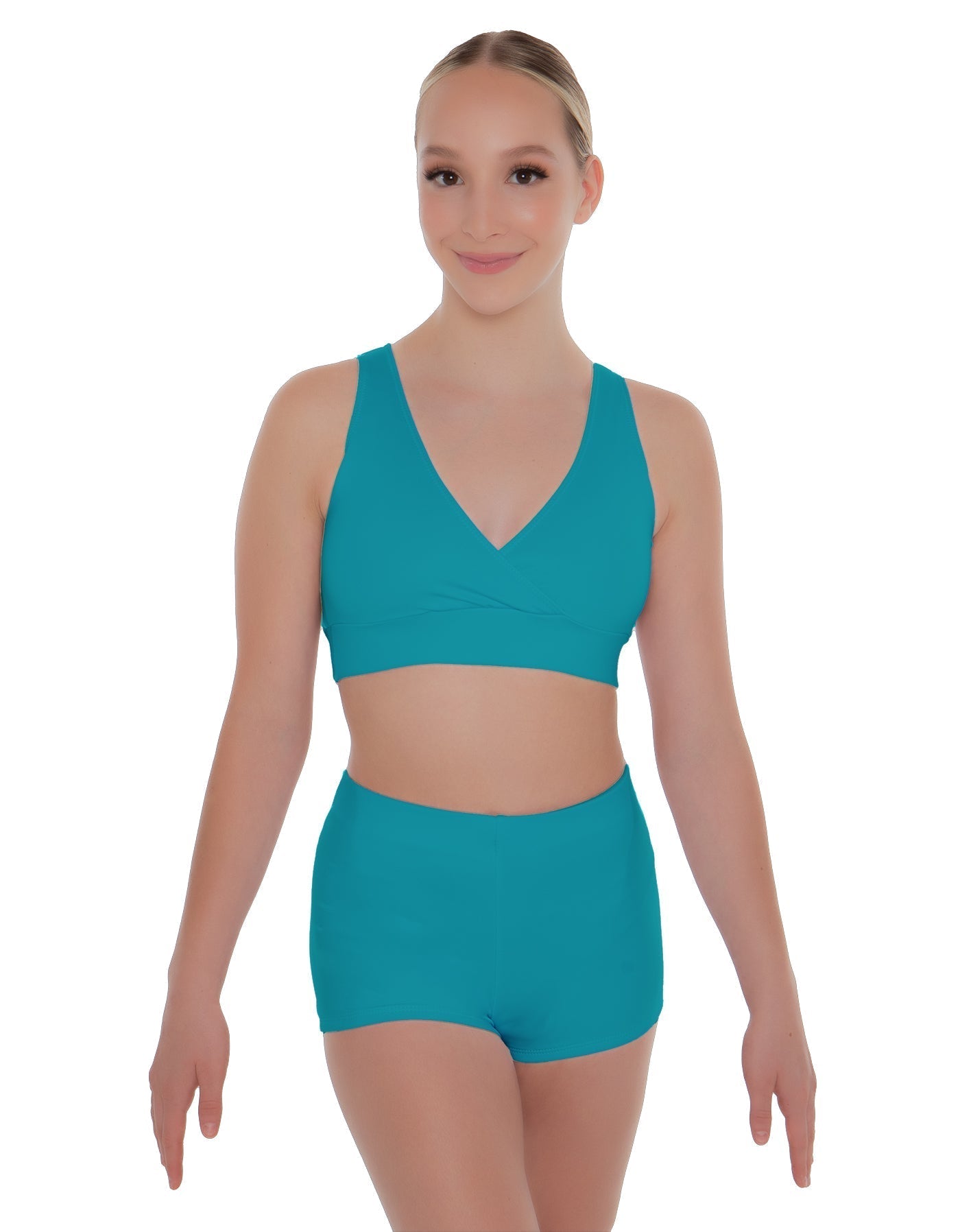 Solid Lycra Crossover Front Back Sleeveless Crop Top