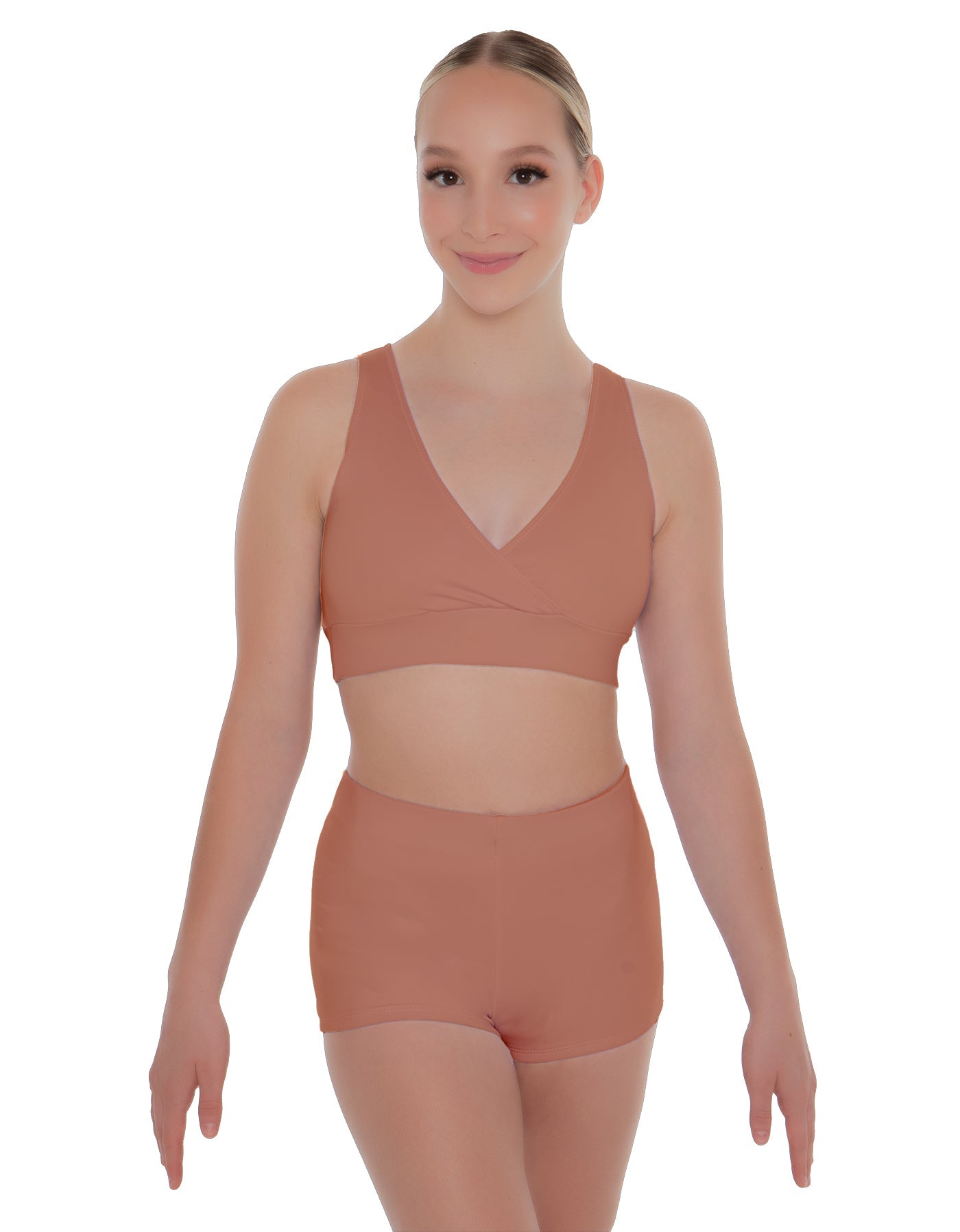 Solid Lycra Crossover Front Back Sleeveless Crop Top