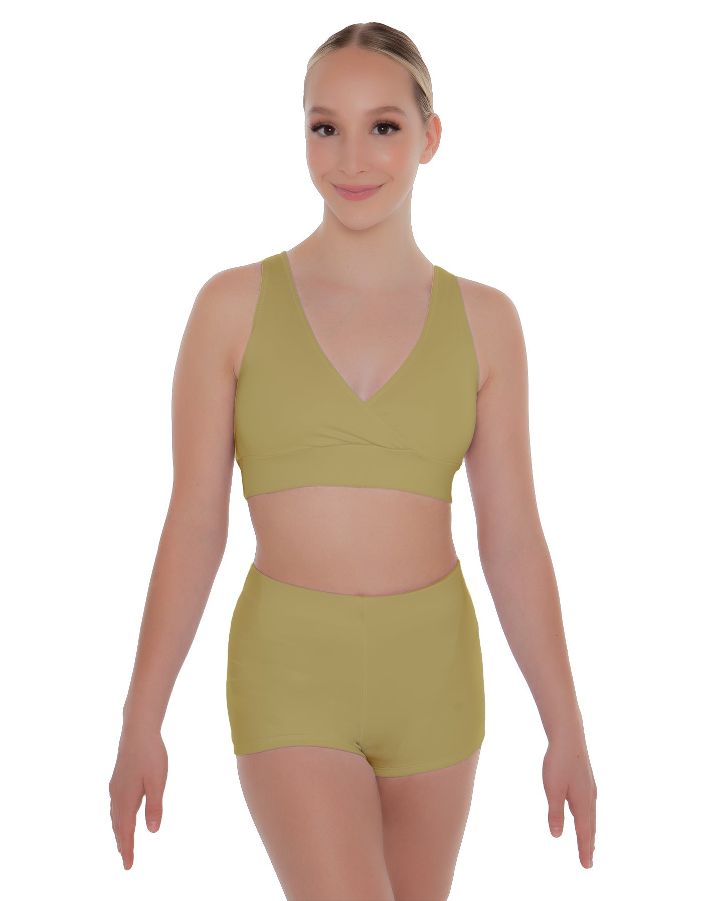 Solid Lycra Crossover Front Back Sleeveless Crop Top