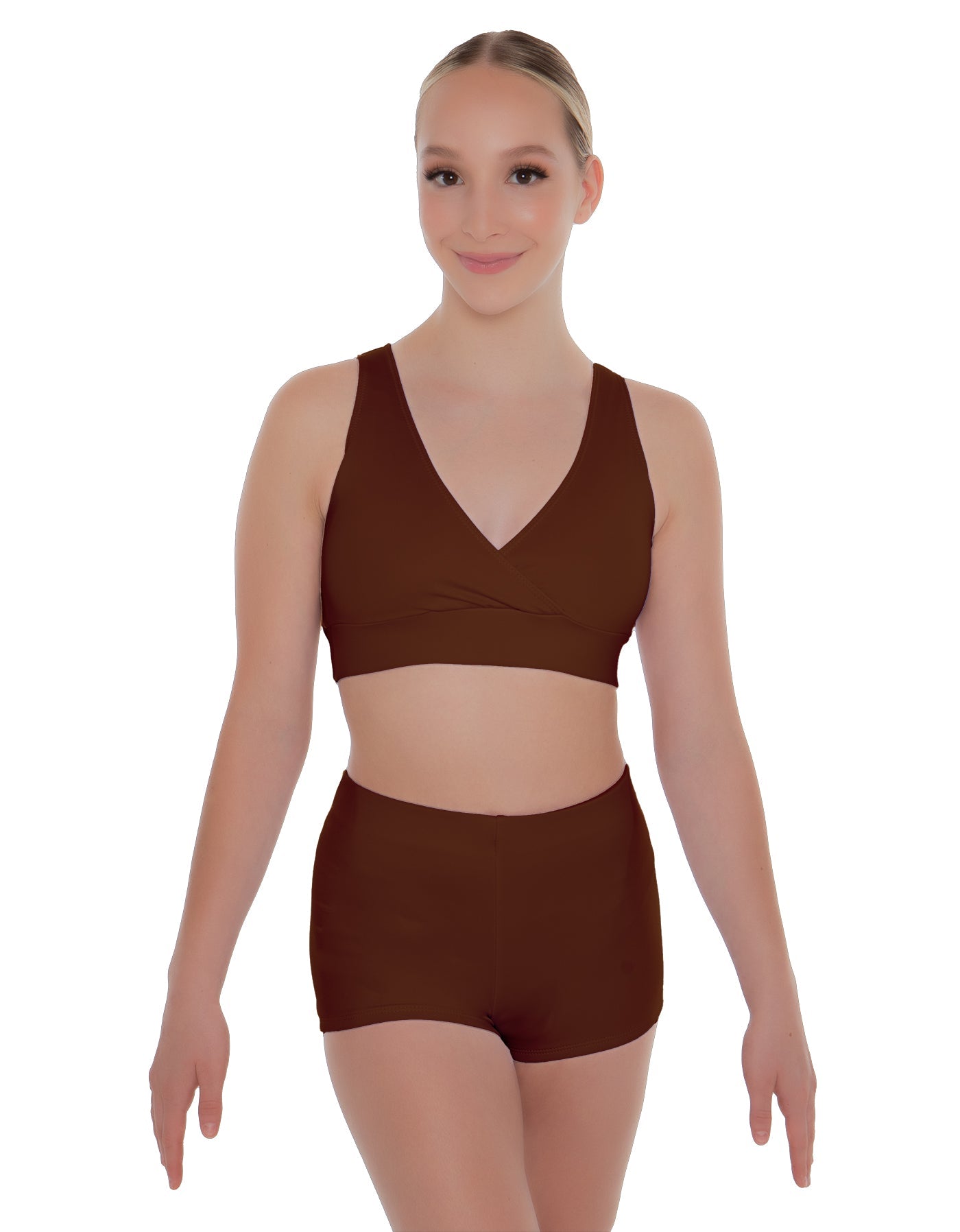 Solid Lycra Crossover Front Back Sleeveless Crop Top