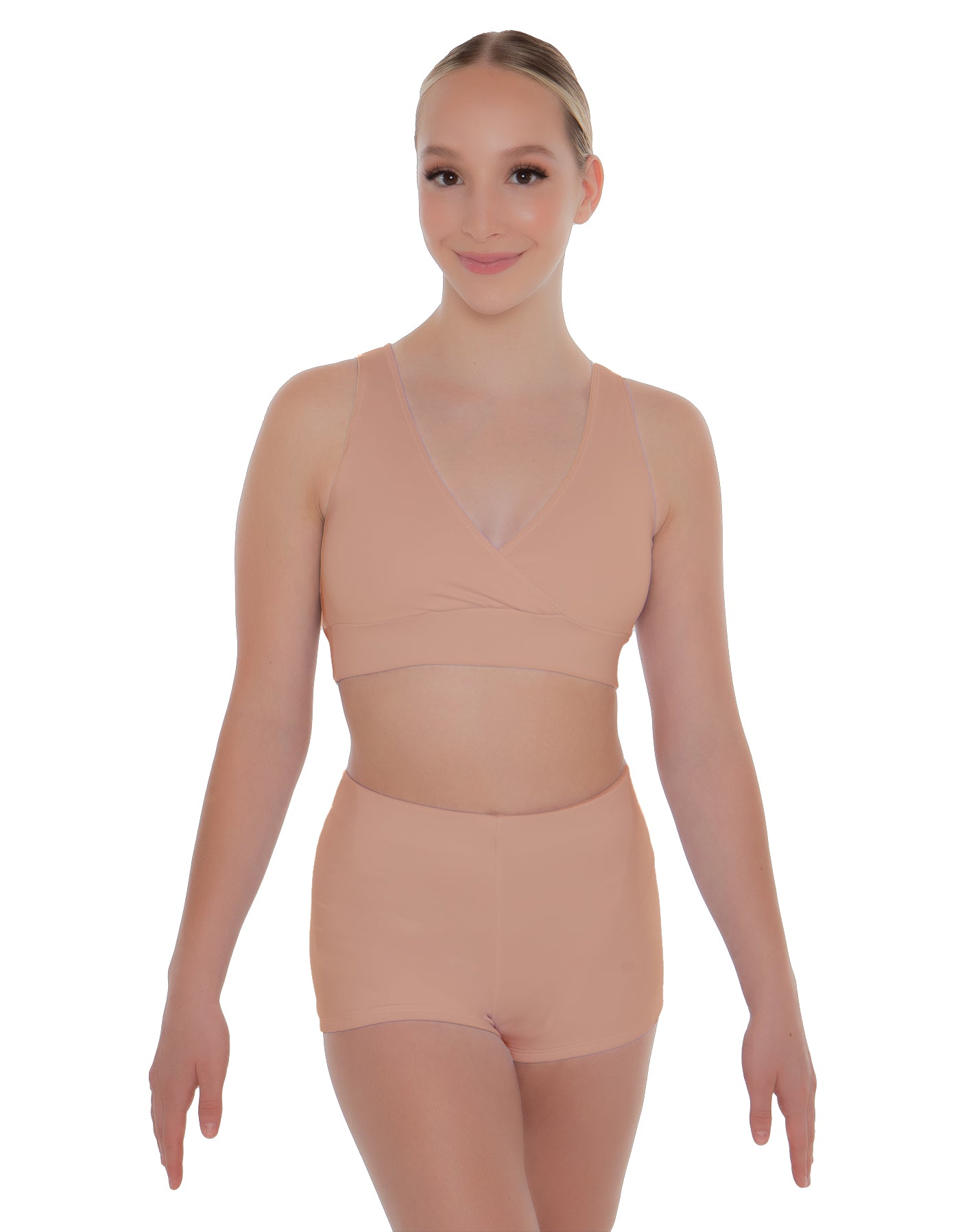 Solid Lycra Crossover Front Back Sleeveless Crop Top