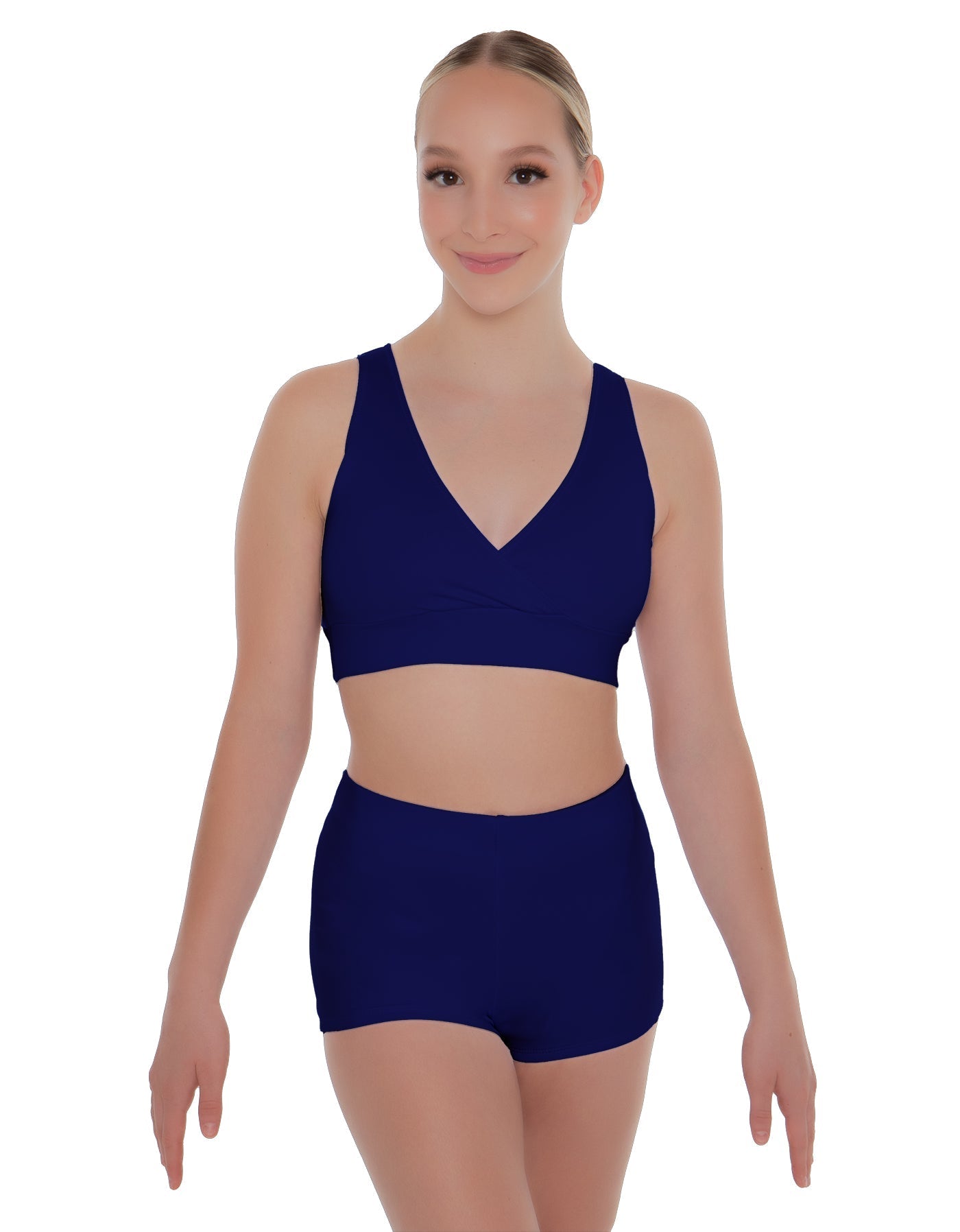 Solid Lycra Crossover Front Back Sleeveless Crop Top