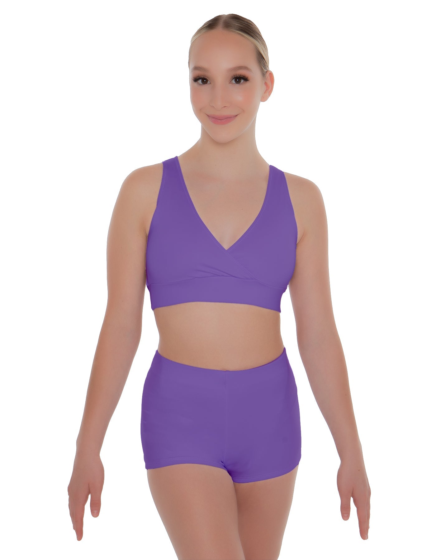 Solid Lycra Crossover Front Back Sleeveless Crop Top
