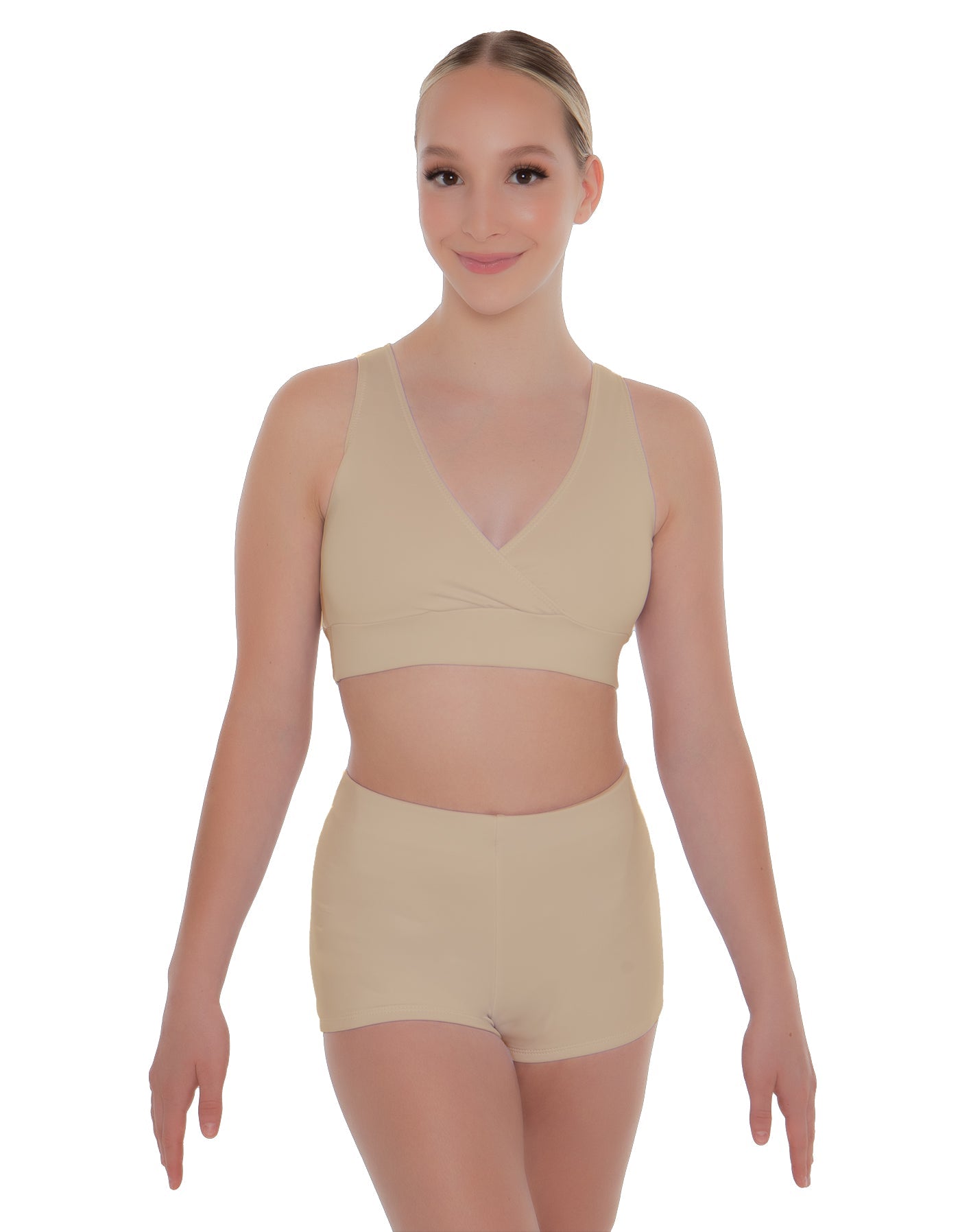 Solid Lycra Crossover Front Back Sleeveless Crop Top