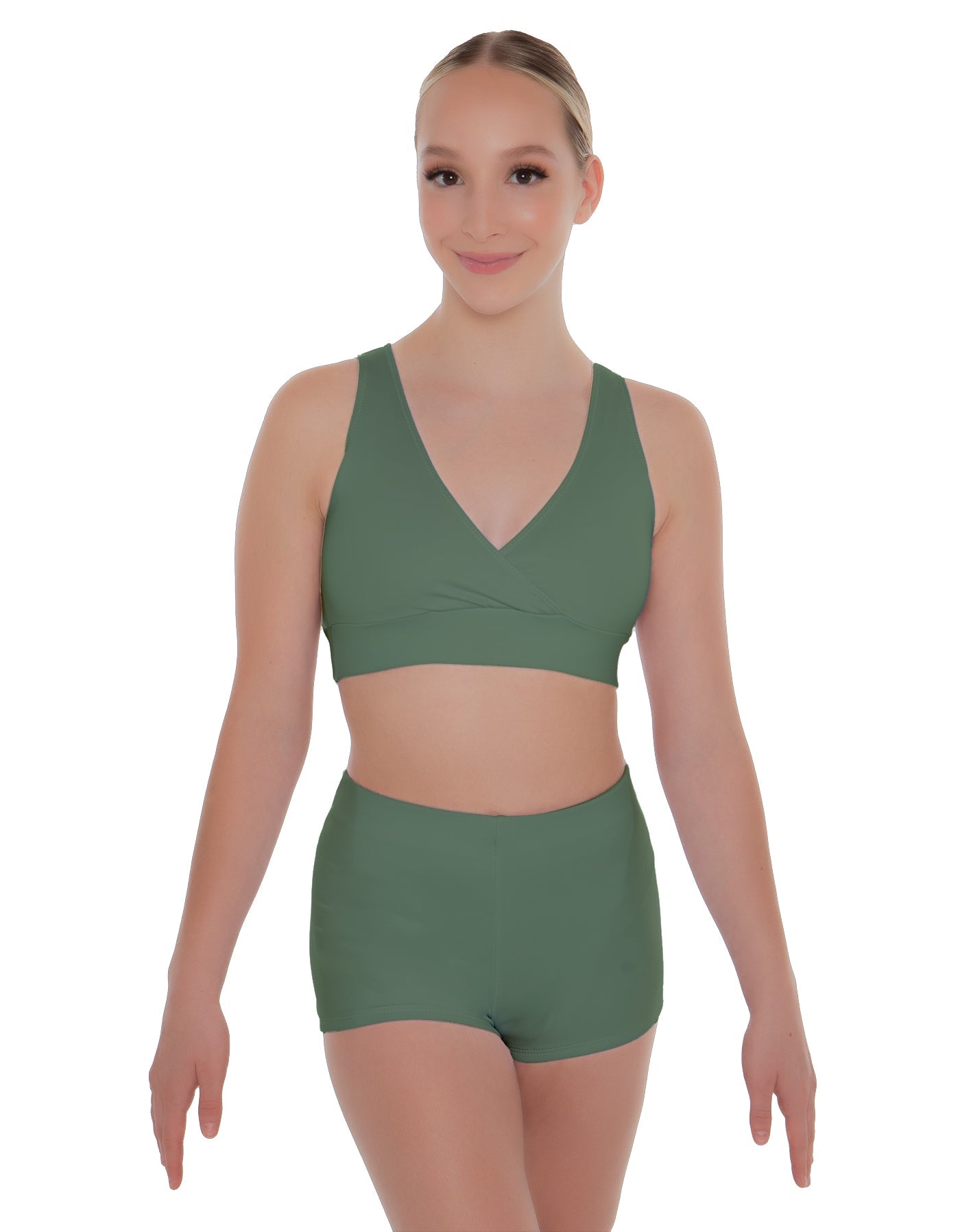 Solid Lycra Crossover Front Back Sleeveless Crop Top