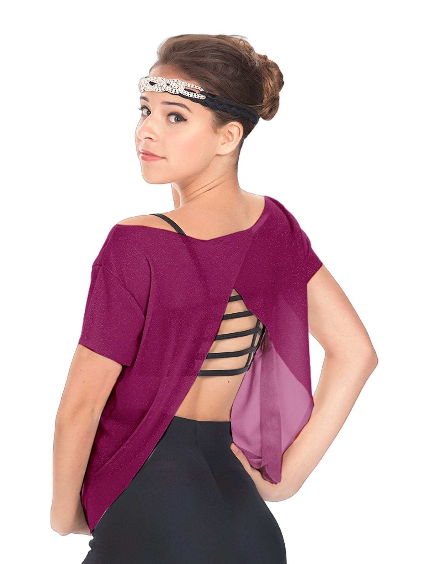 Solid Glitter Chiffon Flawless Top