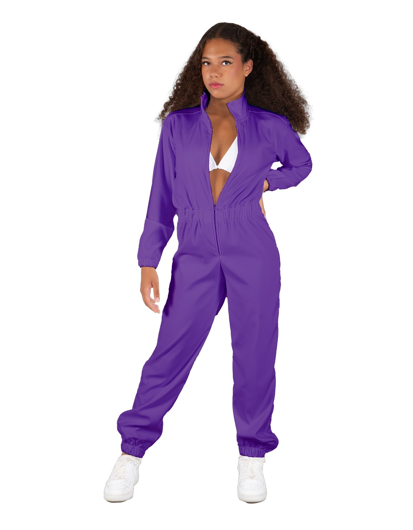 Solid Matte Satin Jumpsuit with Tall Collar