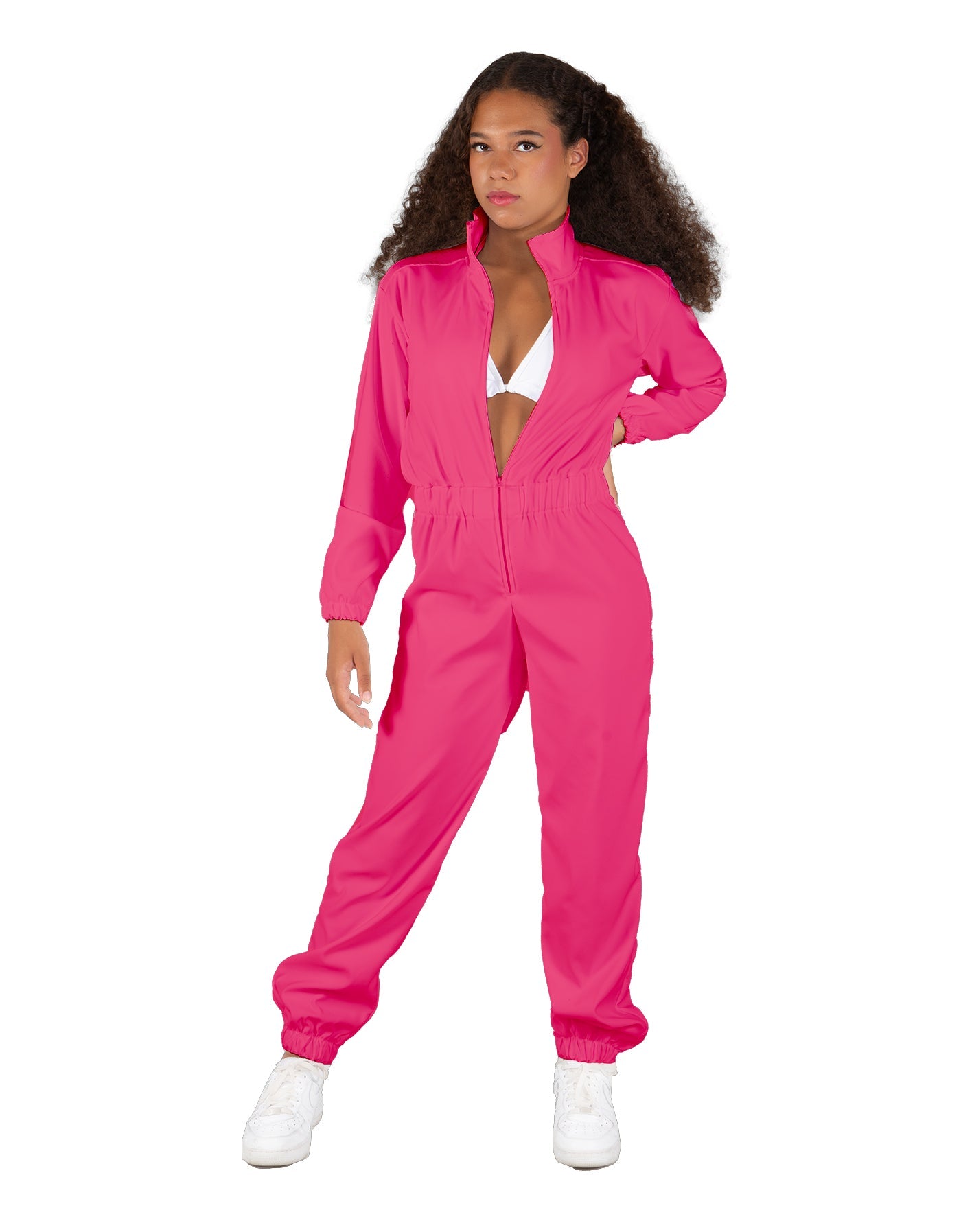 Solid Matte Satin Jumpsuit with Tall Collar