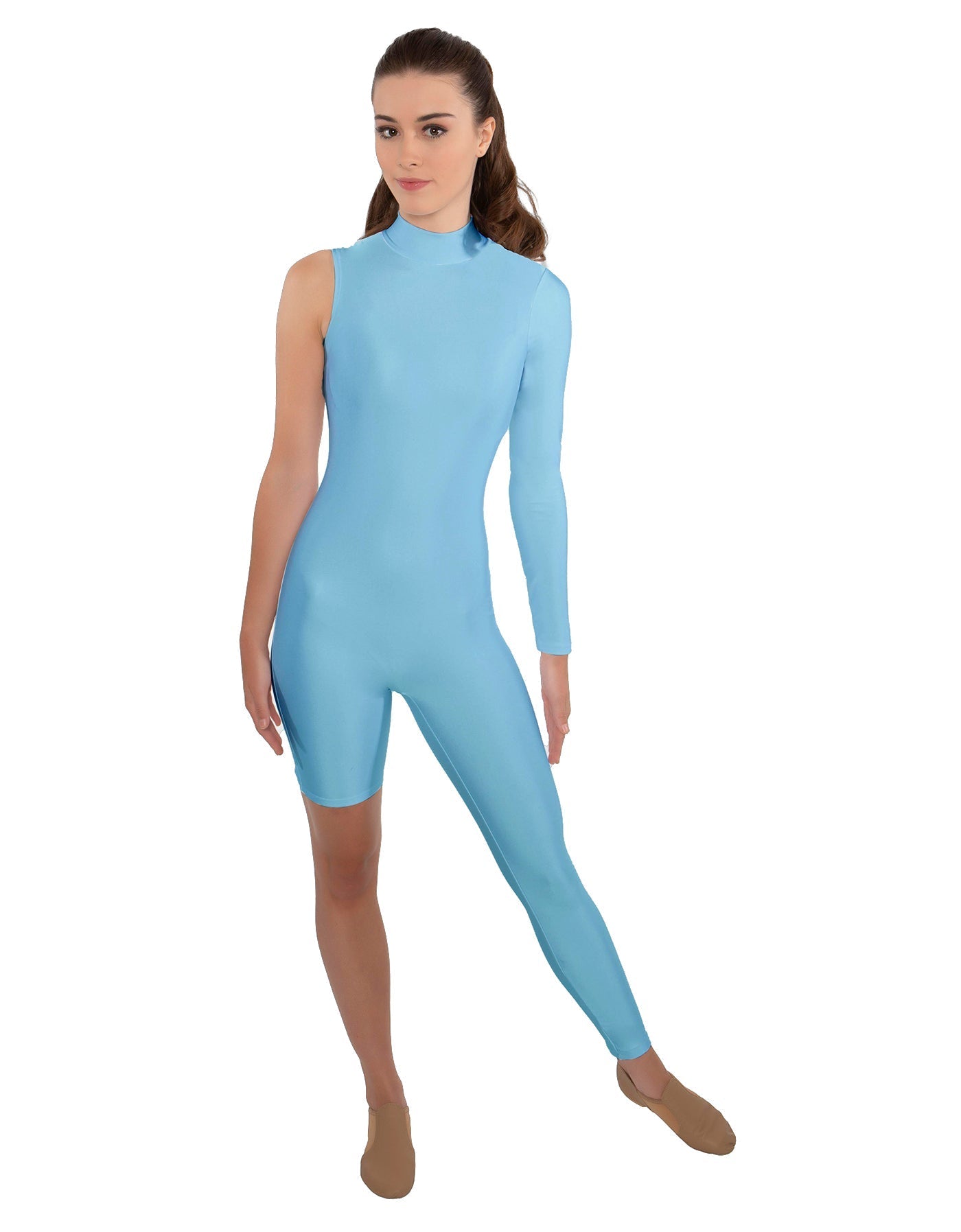 Solid Lycra Half and Half Unitard - Bike Short - Tapered Leg